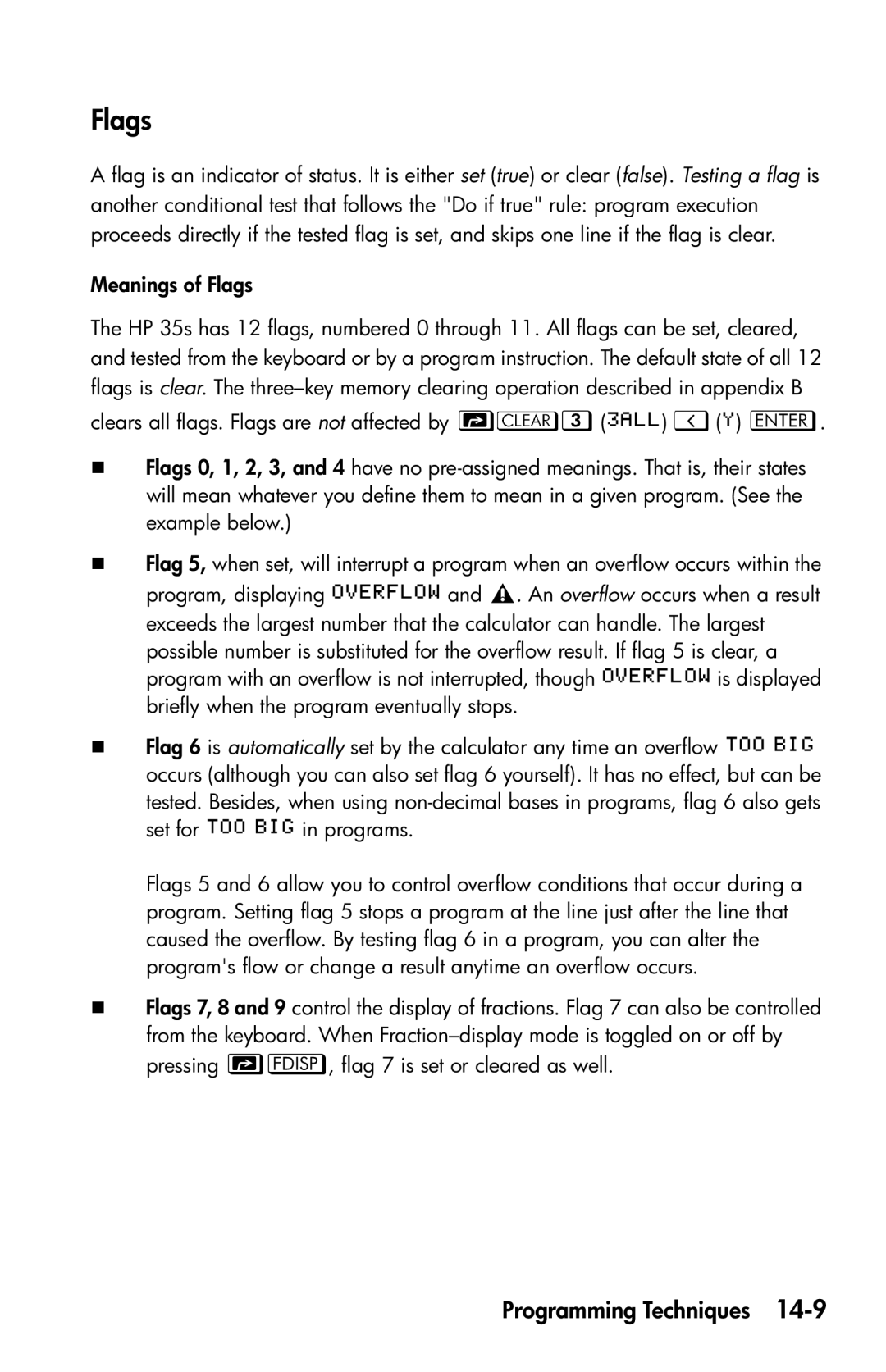 HP 35s Scientific manual Meanings of Flags 