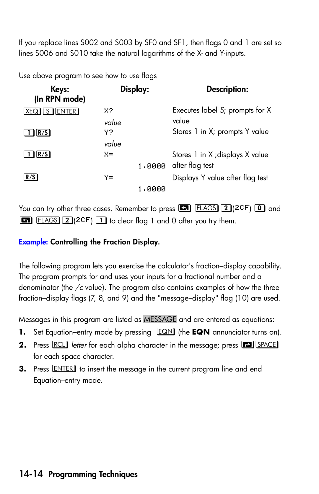 HP 35s Scientific manual  , 14-14Programming Techniques, S  value   value 