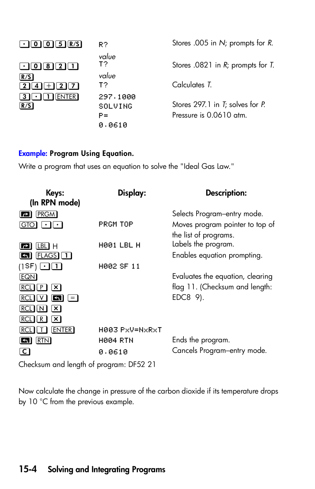 HP 35s Scientific manual ,  , H, , P V N R T 