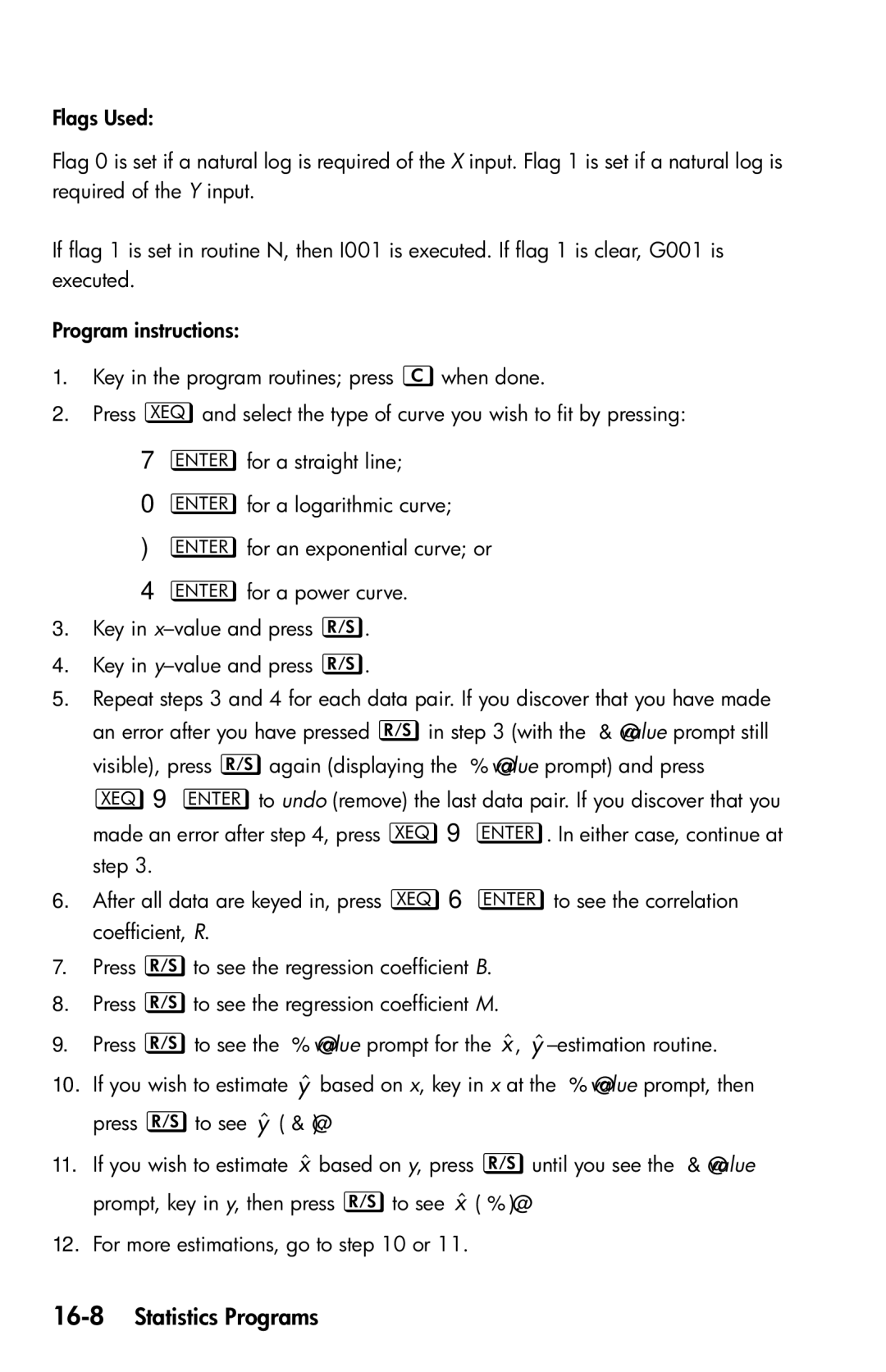 HP 35s Scientific manual 16-8Statistics Programs 