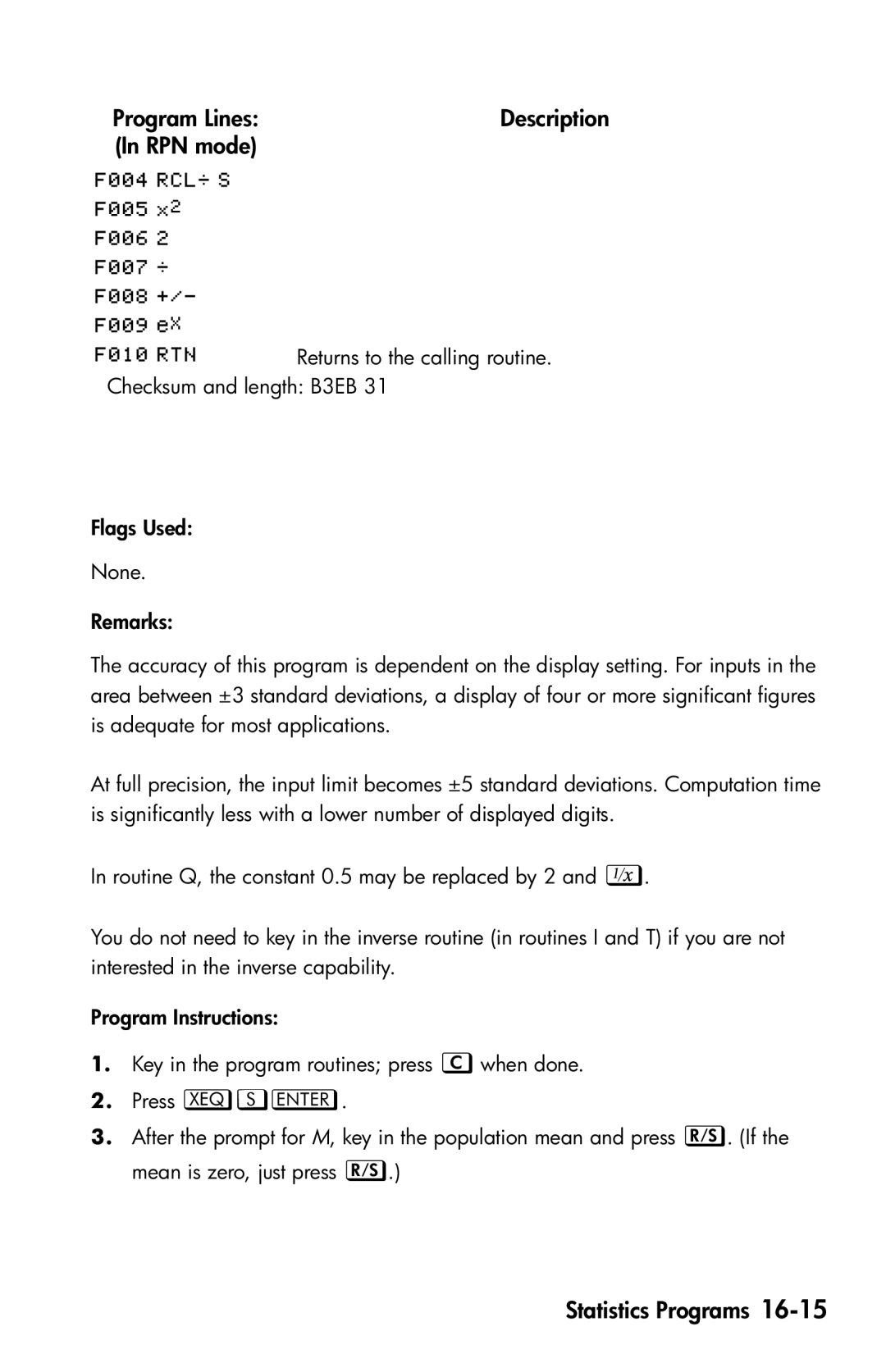 HP 35s Scientific manual Program Lines 