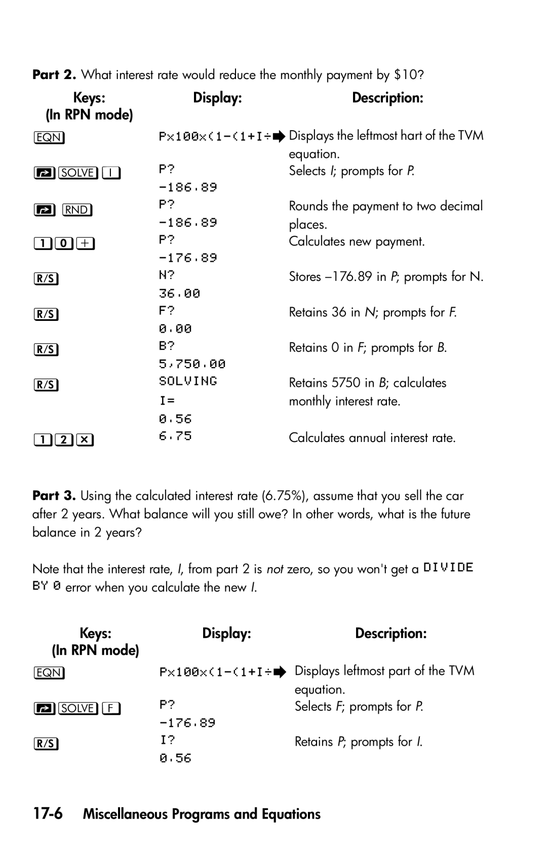 HP 35s Scientific manual I, , , 17-6Miscellaneous Programs and Equations 