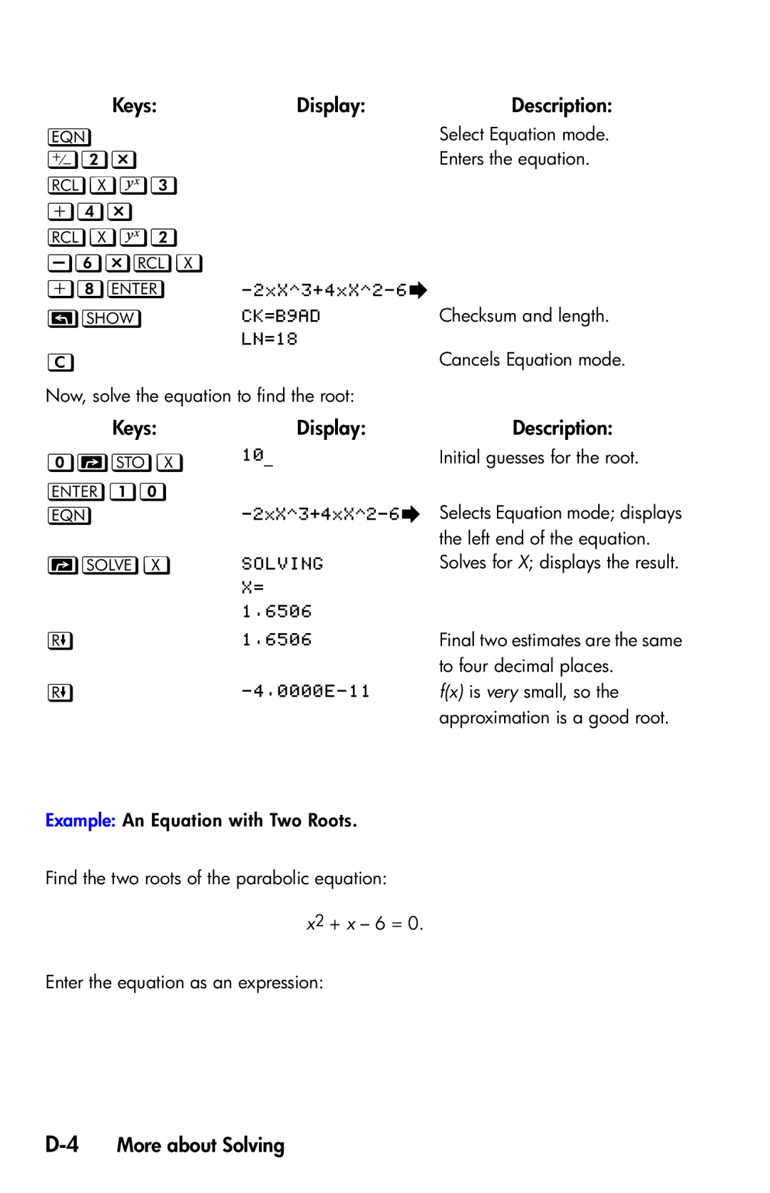 HP 35s Scientific manual , X  X X , X, 4More about Solving 