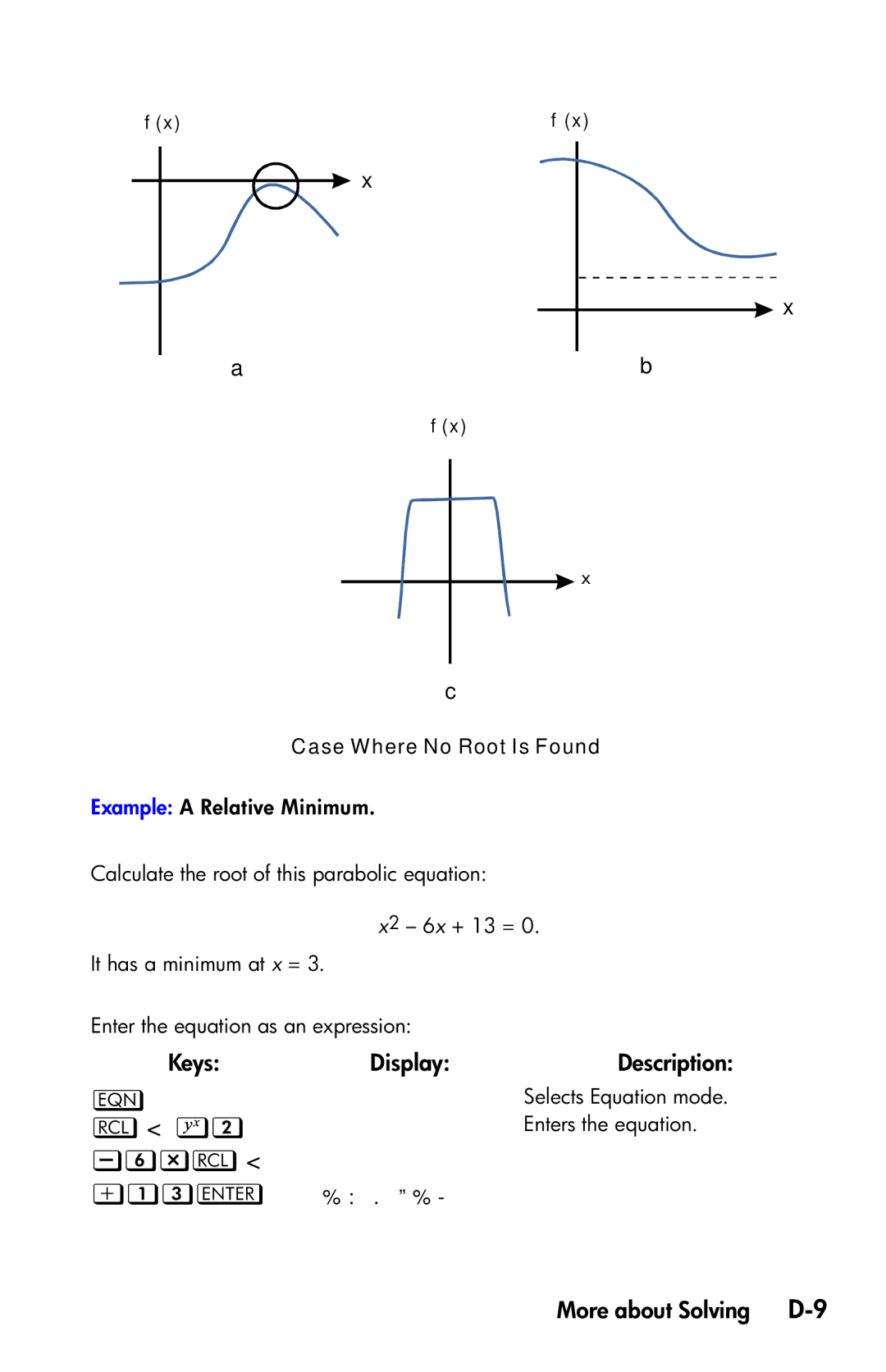 HP 35s Scientific manual  X,  , More about Solving D-9 