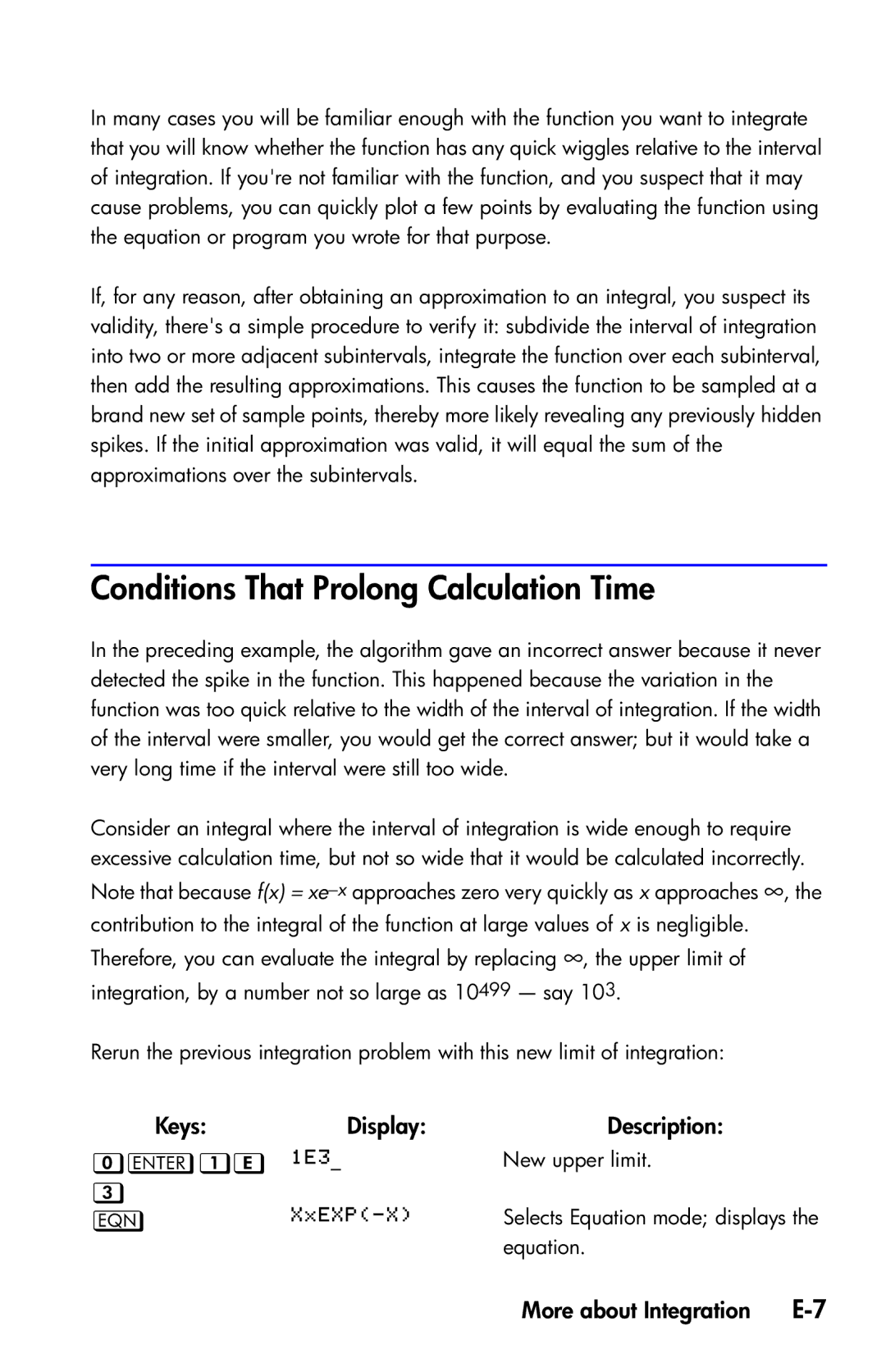 HP 35s Scientific manual Conditions That Prolong Calculation Time,   