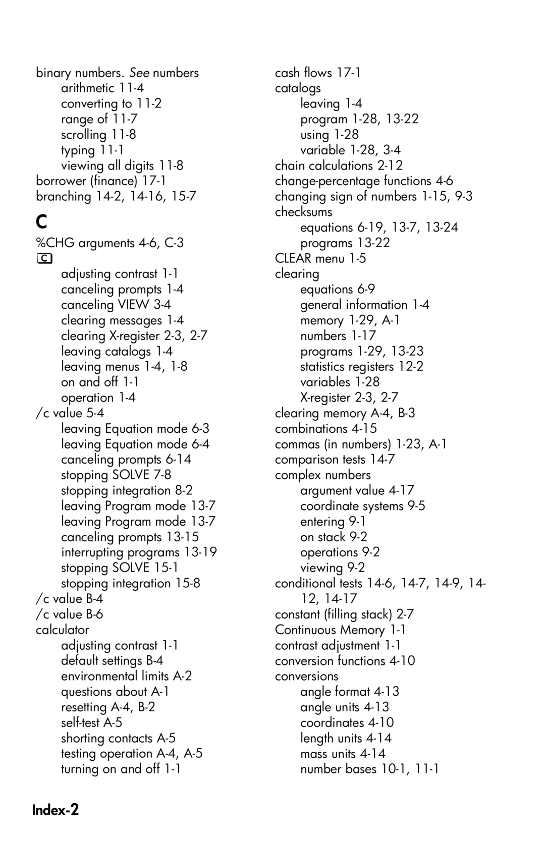 HP 35s Scientific manual Index-2 