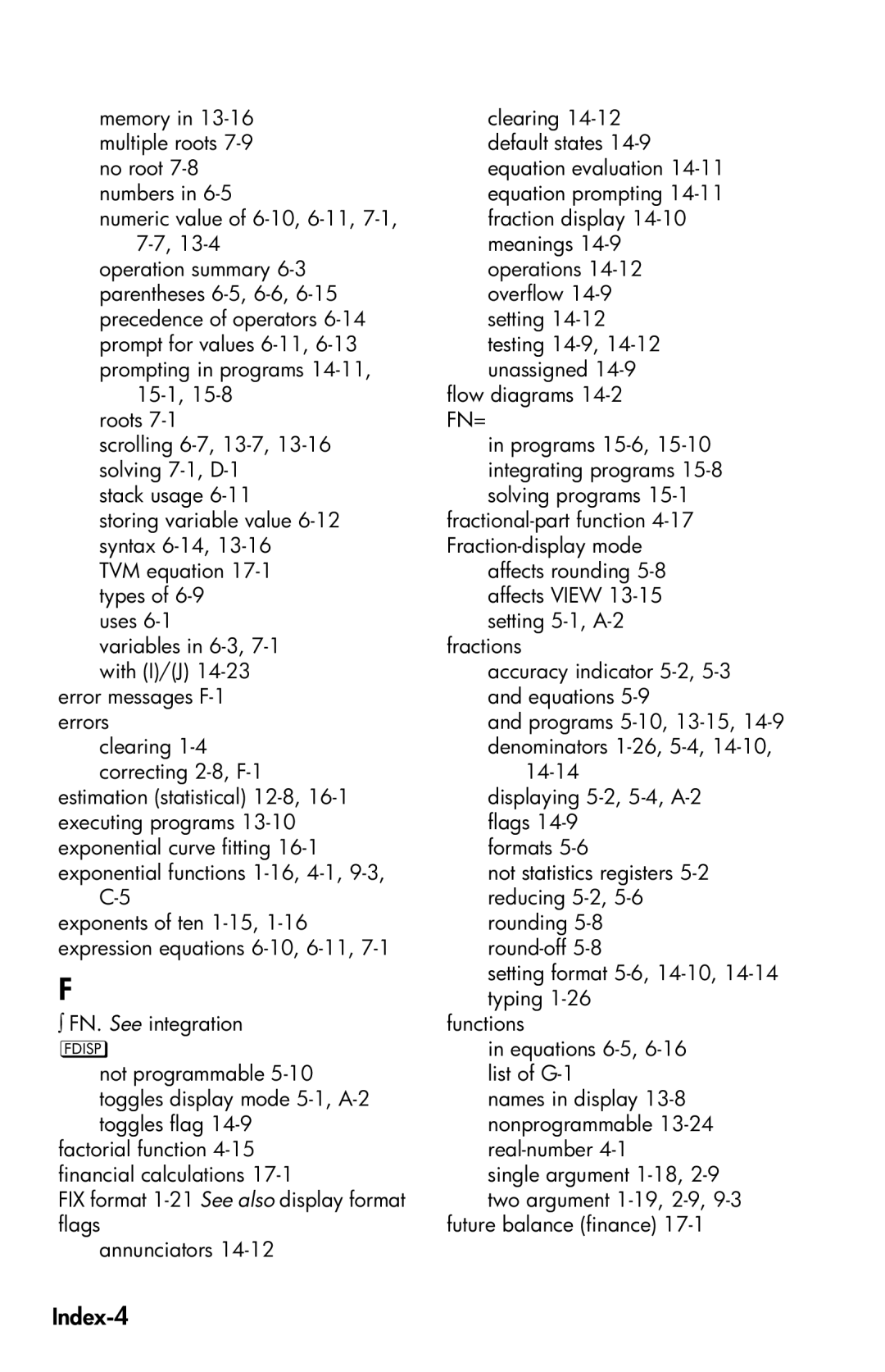 HP 35s Scientific manual Index-4 