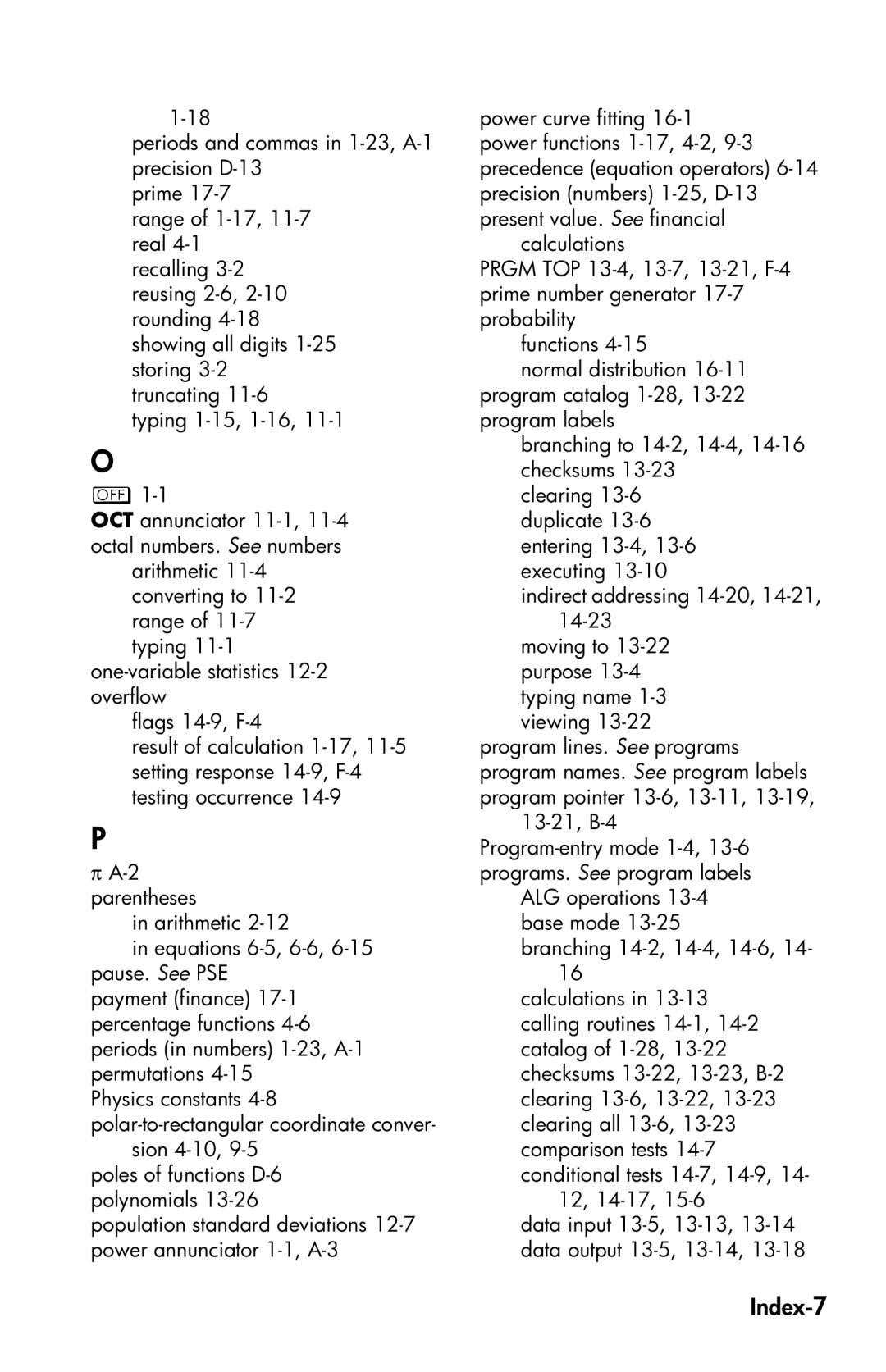 HP 35s Scientific manual Index-7 