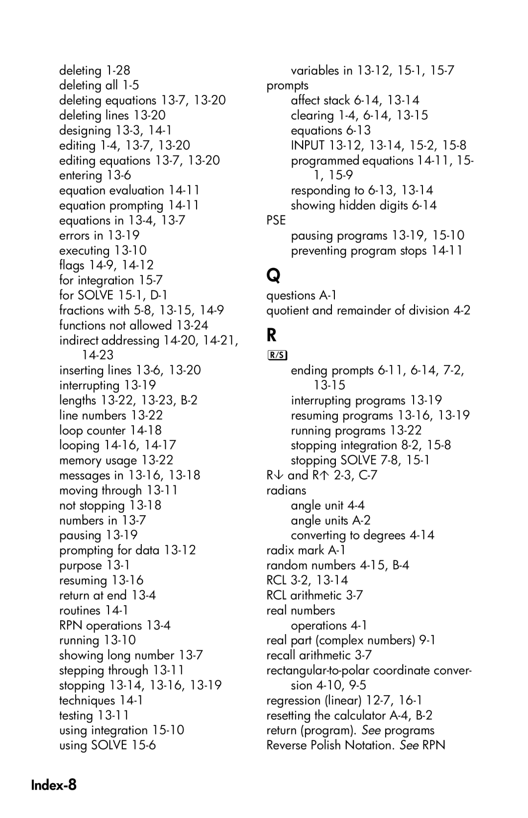 HP 35s Scientific manual Index-8 