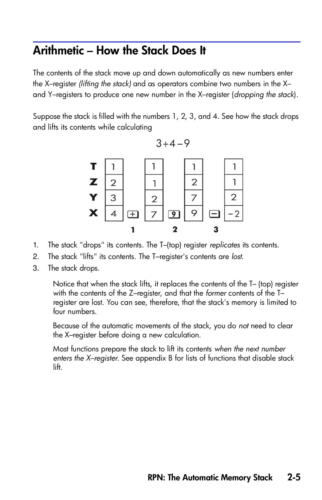 HP 35s Scientific manual Arithmetic How the Stack Does It 