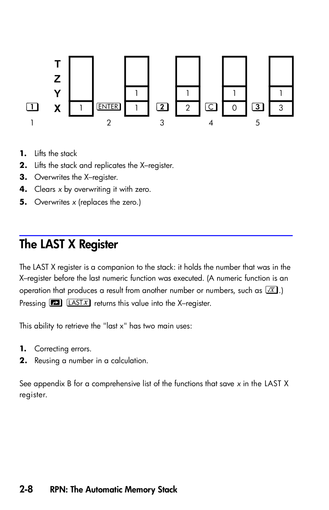 HP 35s Scientific manual Last X Register, 8RPN The Automatic Memory Stack 