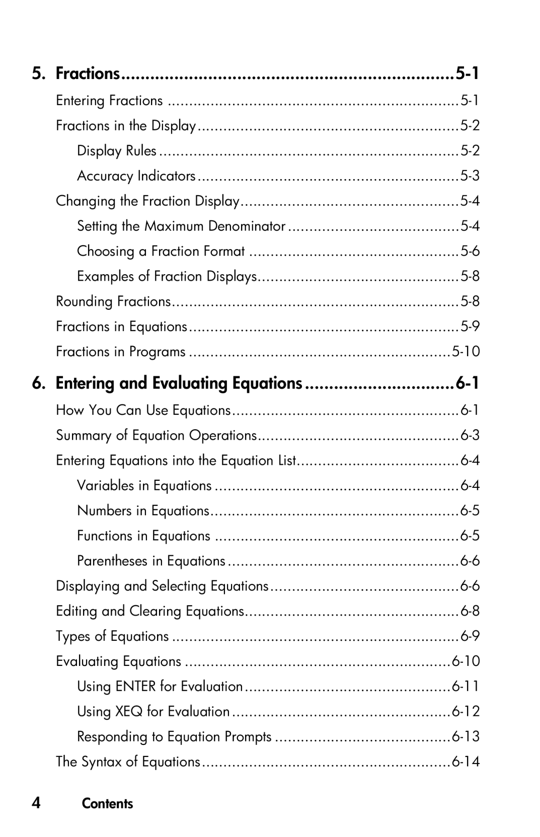 HP 35s Scientific manual Fractions, Entering and Evaluating Equations 