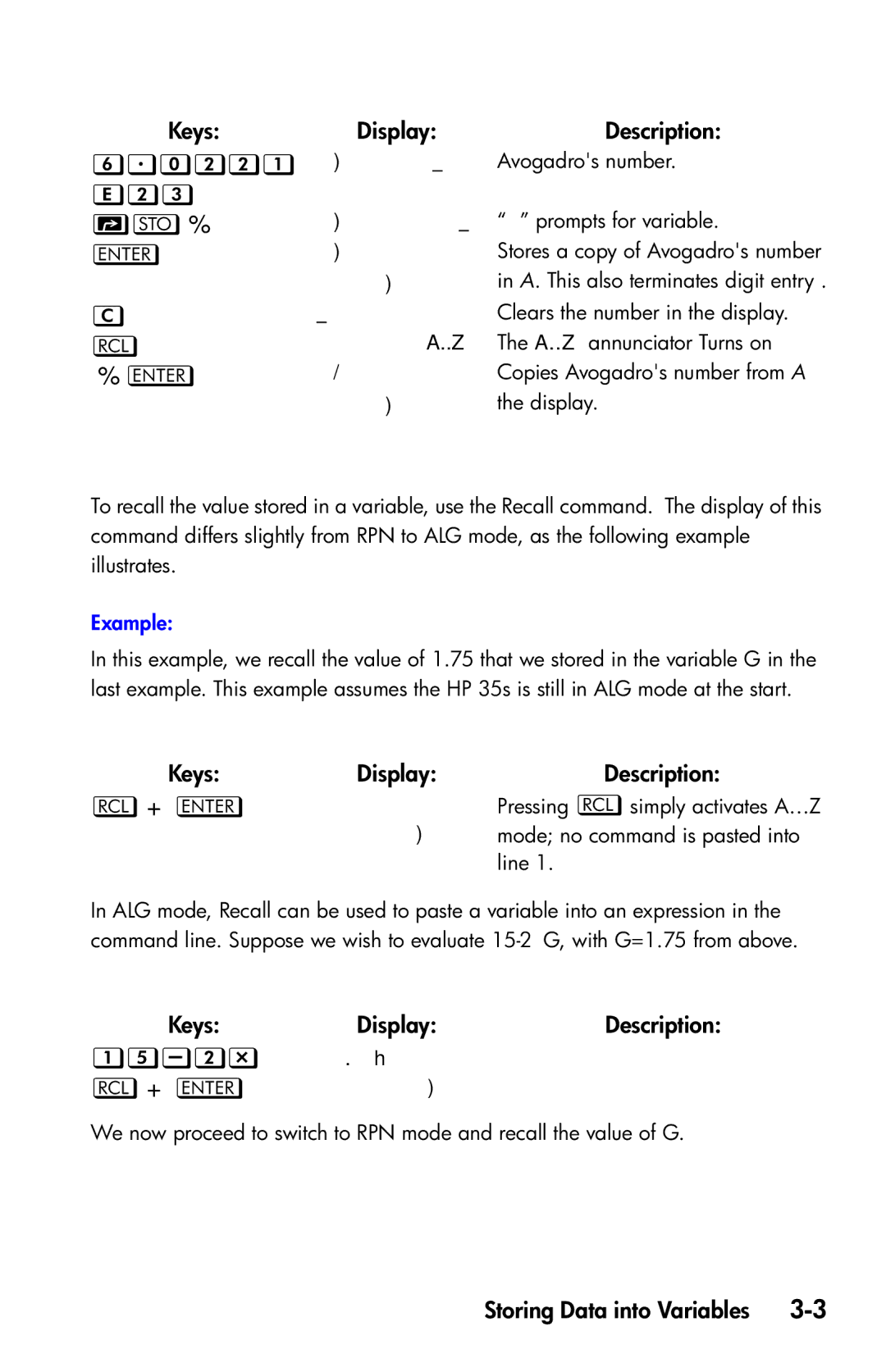 HP 35s Scientific manual A, G ,   