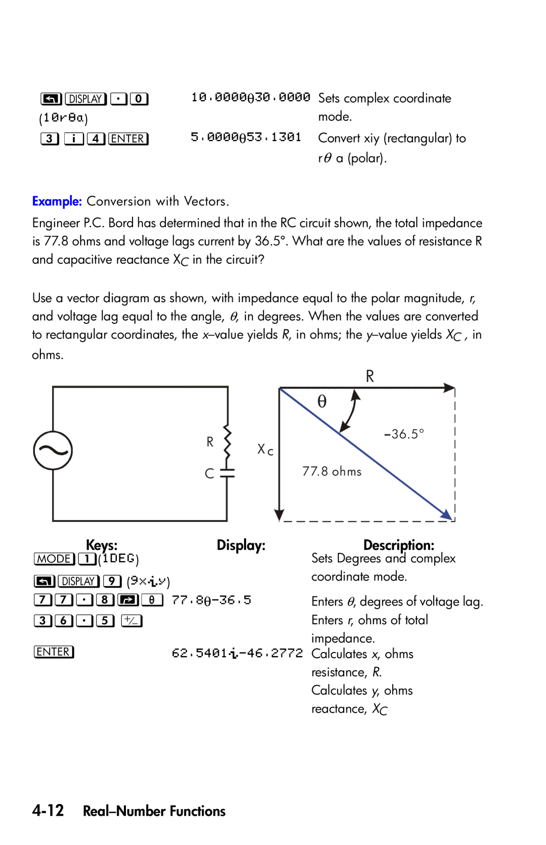 HP 35s Scientific manual 8, 6, 12Real-Number Functions 