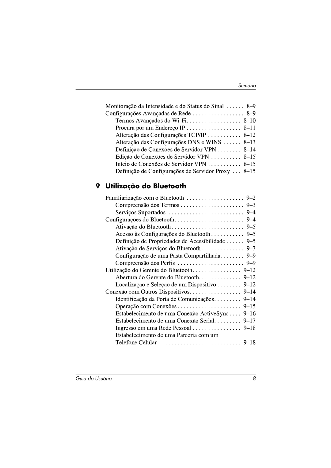 HP 364351-202 manual Utilização do Bluetooth 