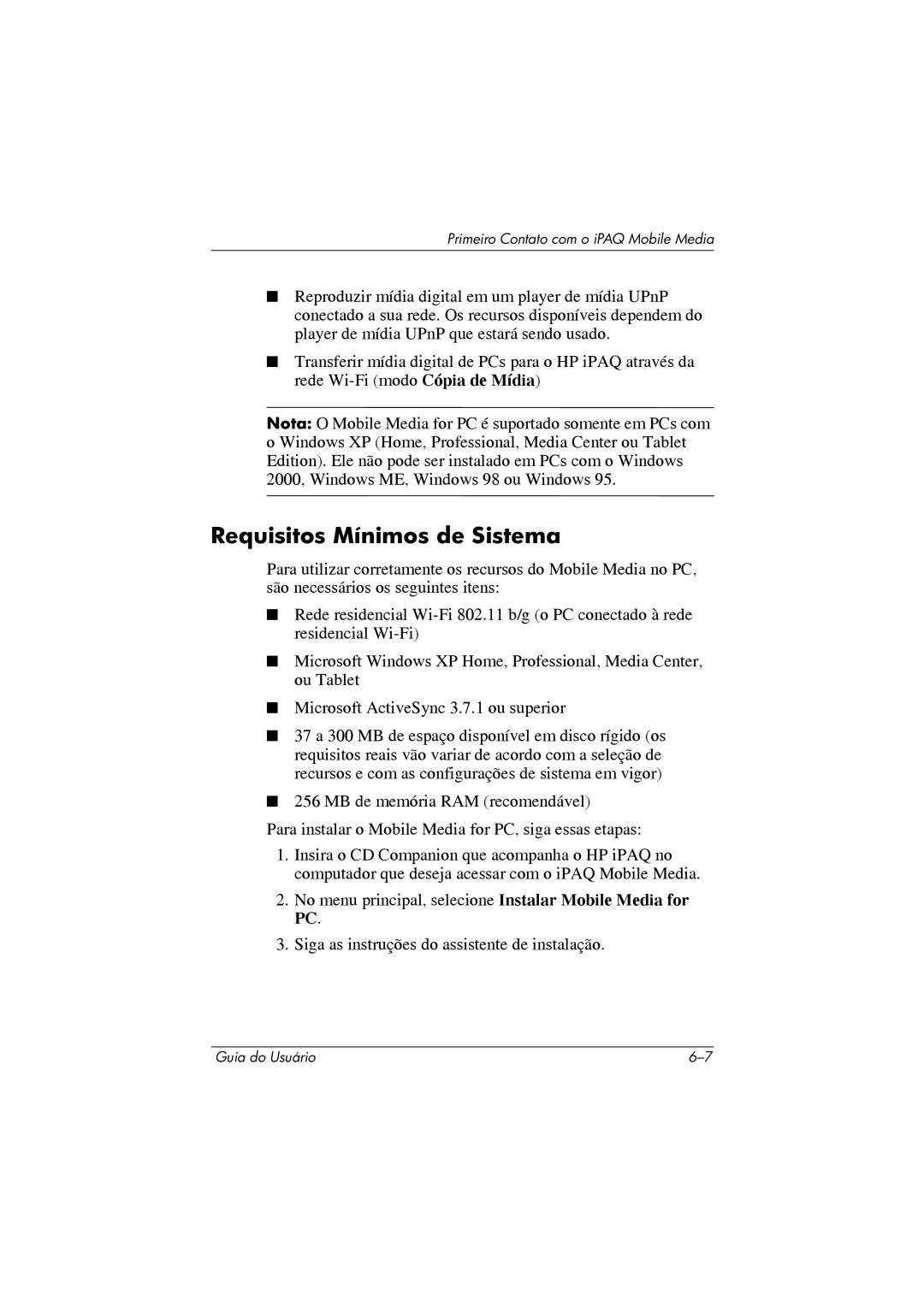 HP 364351-202 manual Requisitos Mínimos de Sistema 