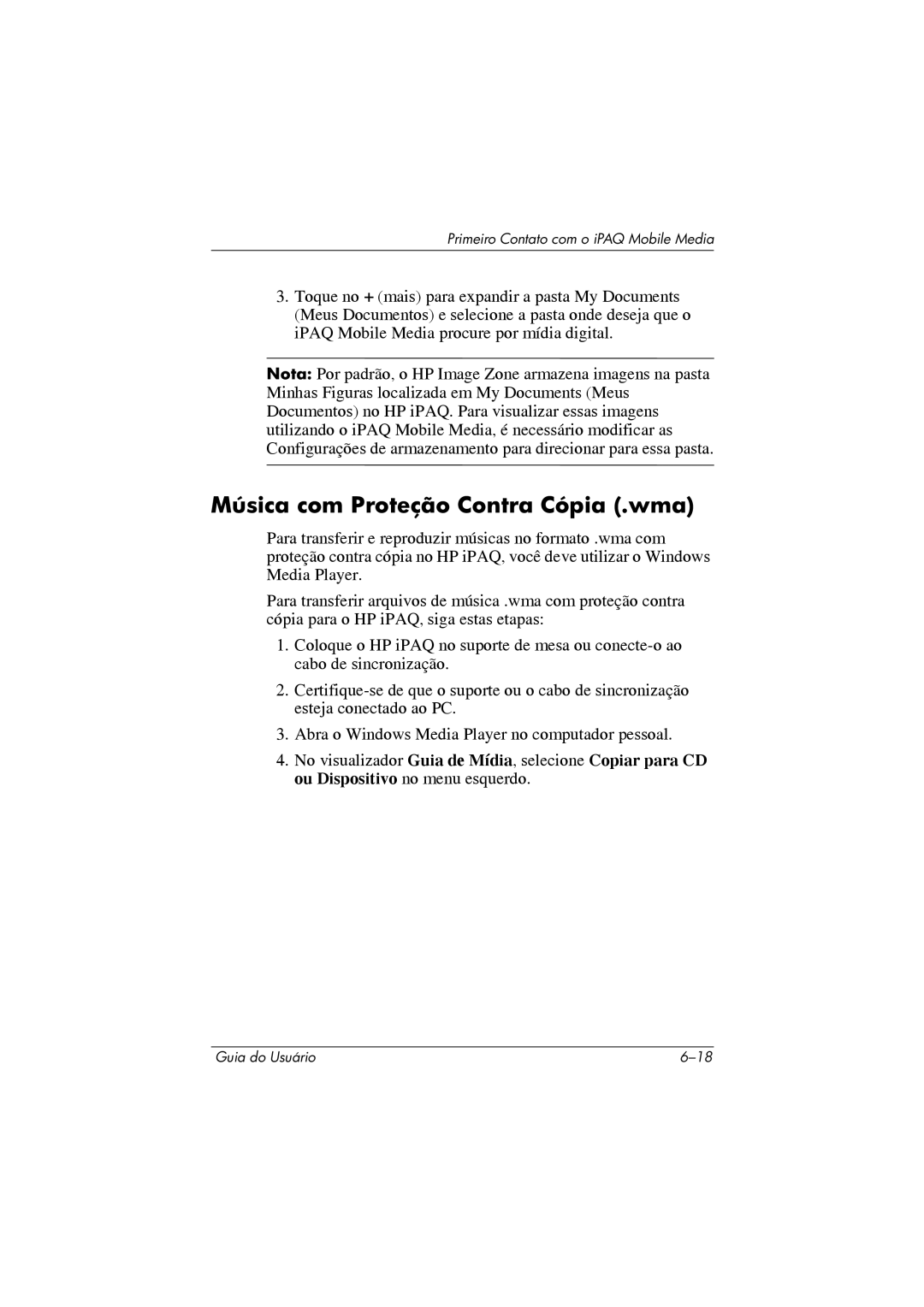HP 364351-202 manual Música com Proteção Contra Cópia .wma 