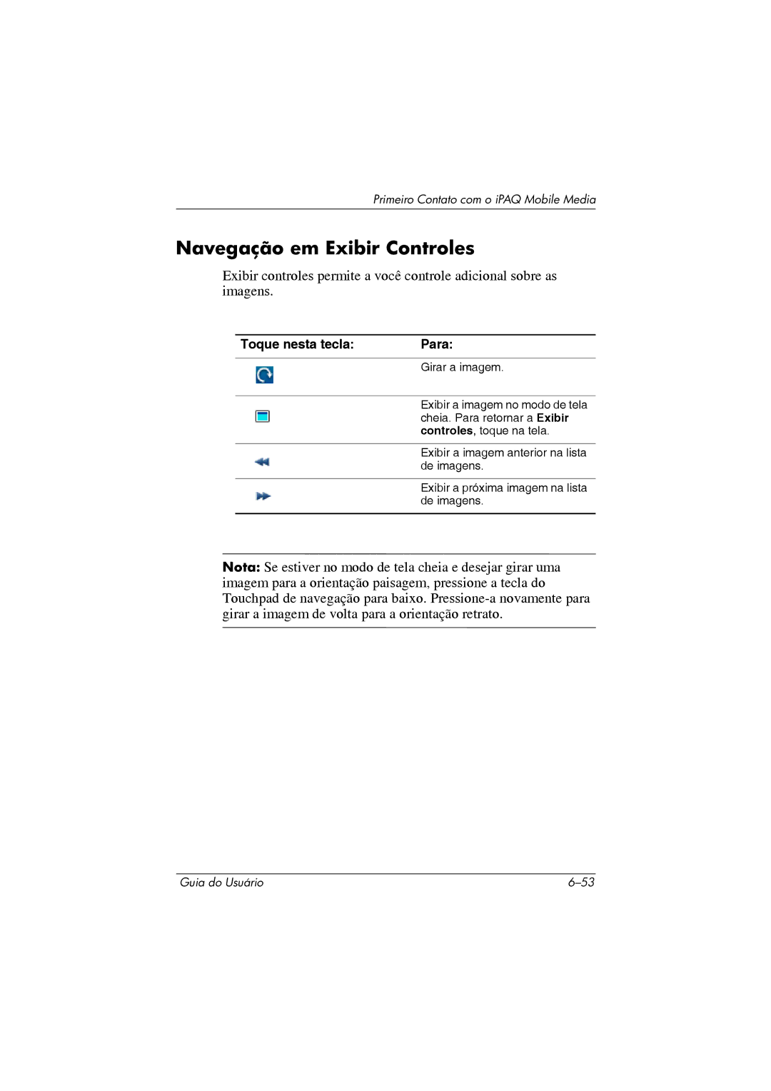 HP 364351-202 manual Navegação em Exibir Controles 