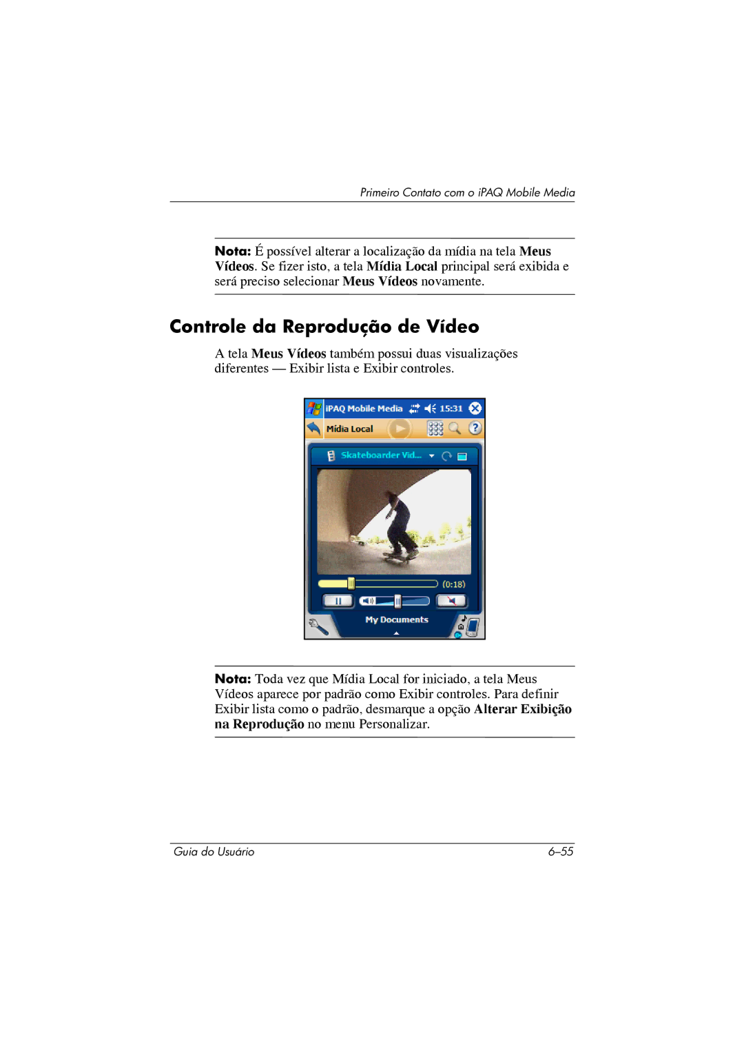 HP 364351-202 manual Controle da Reprodução de Vídeo 