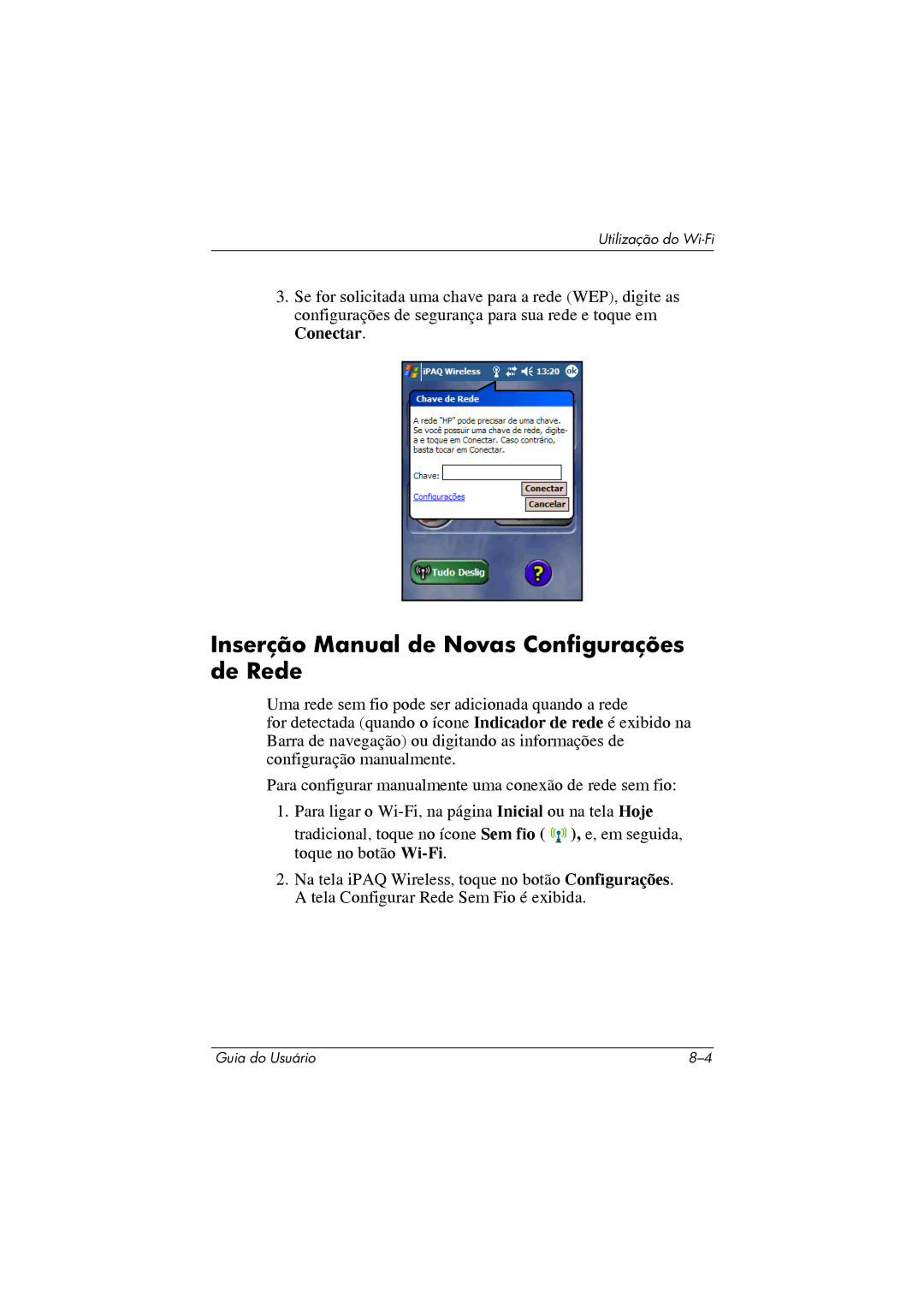 HP 364351-202 manual Inserção Manual de Novas Configurações de Rede 