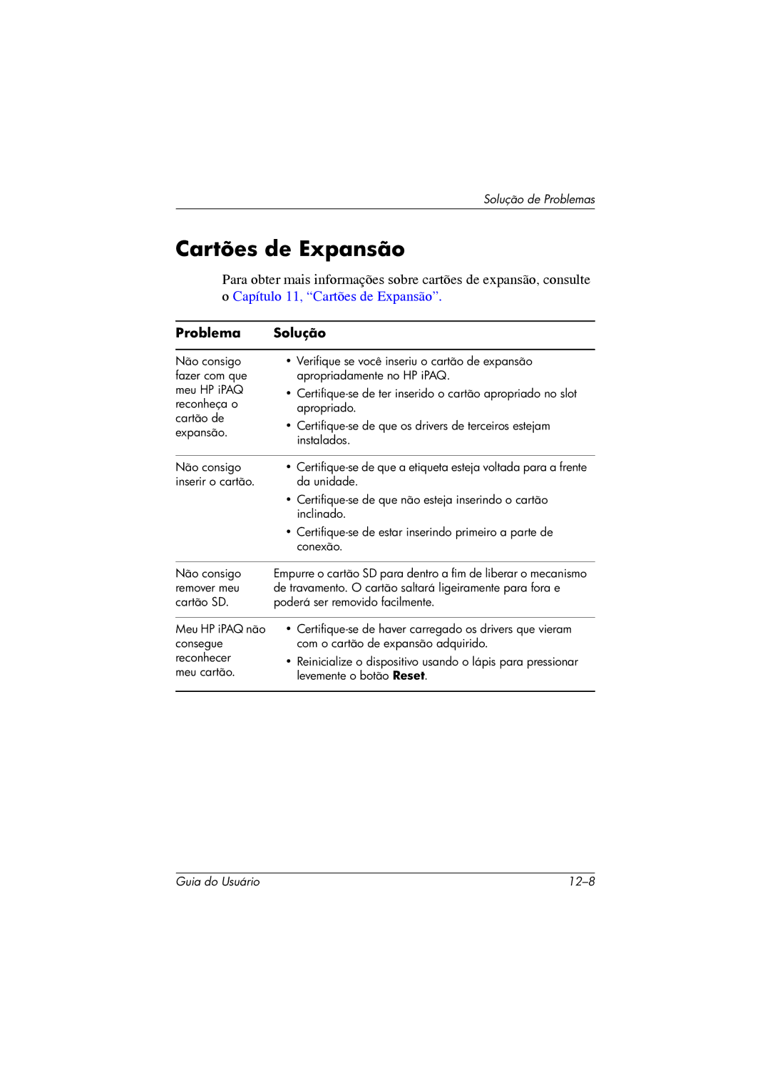 HP 364351-202 manual Cartões de Expansão 