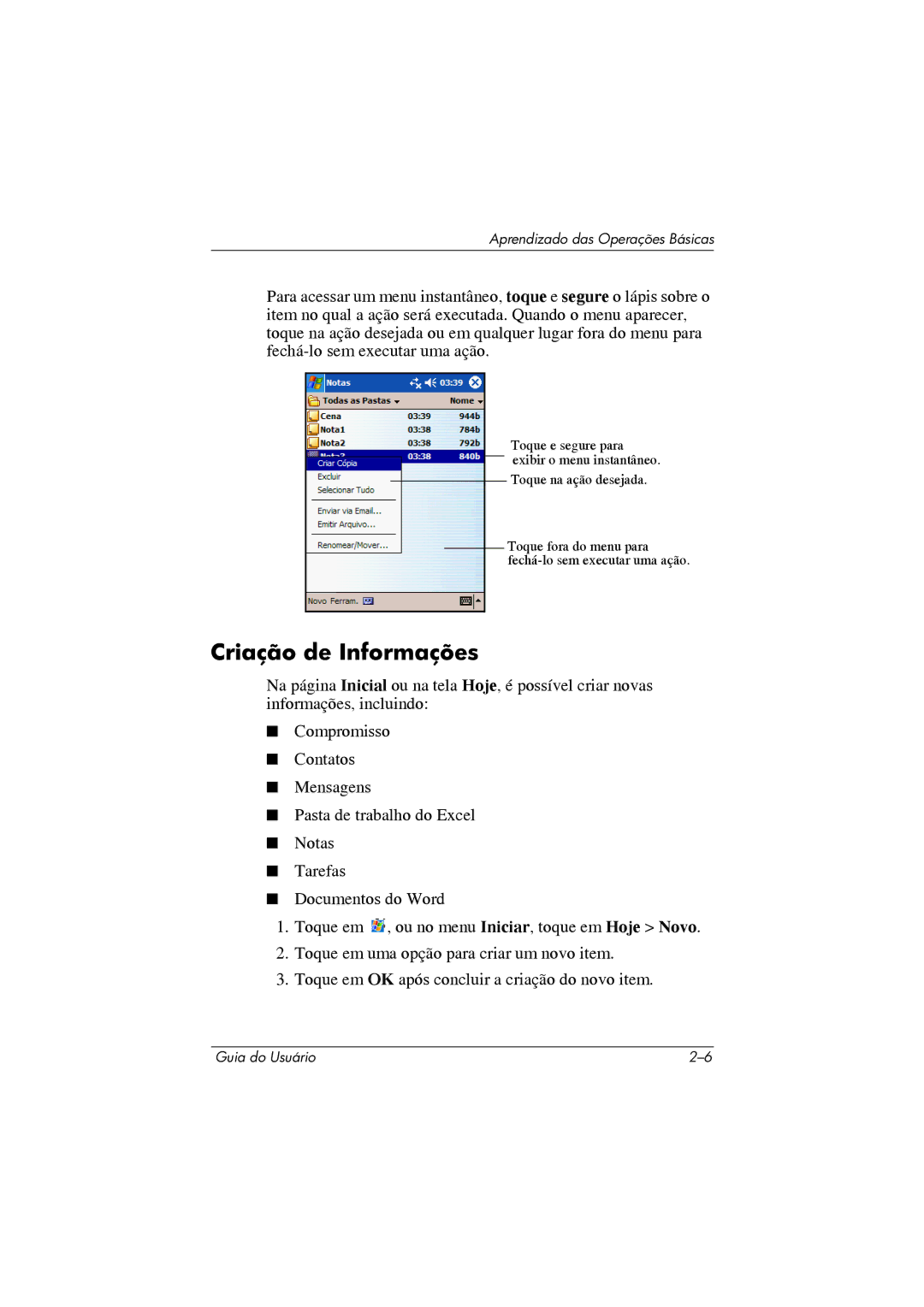 HP 364351-202 manual Criação de Informações 