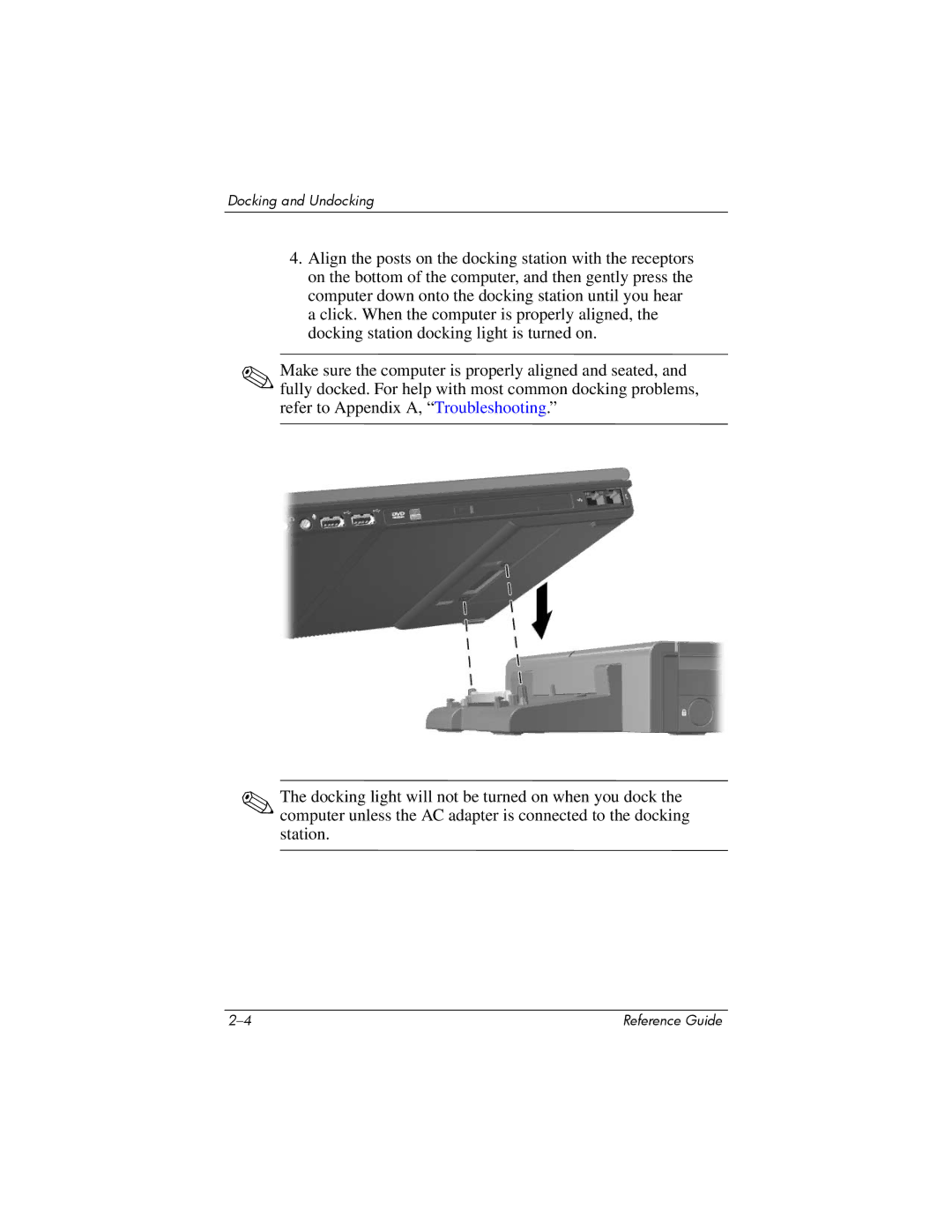 HP 367055-002 manual Docking and Undocking 