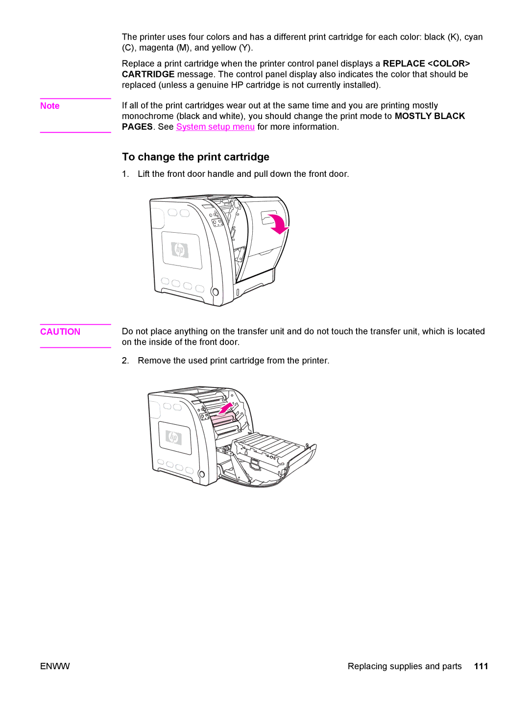 HP 3500, 3700 manual To change the print cartridge 