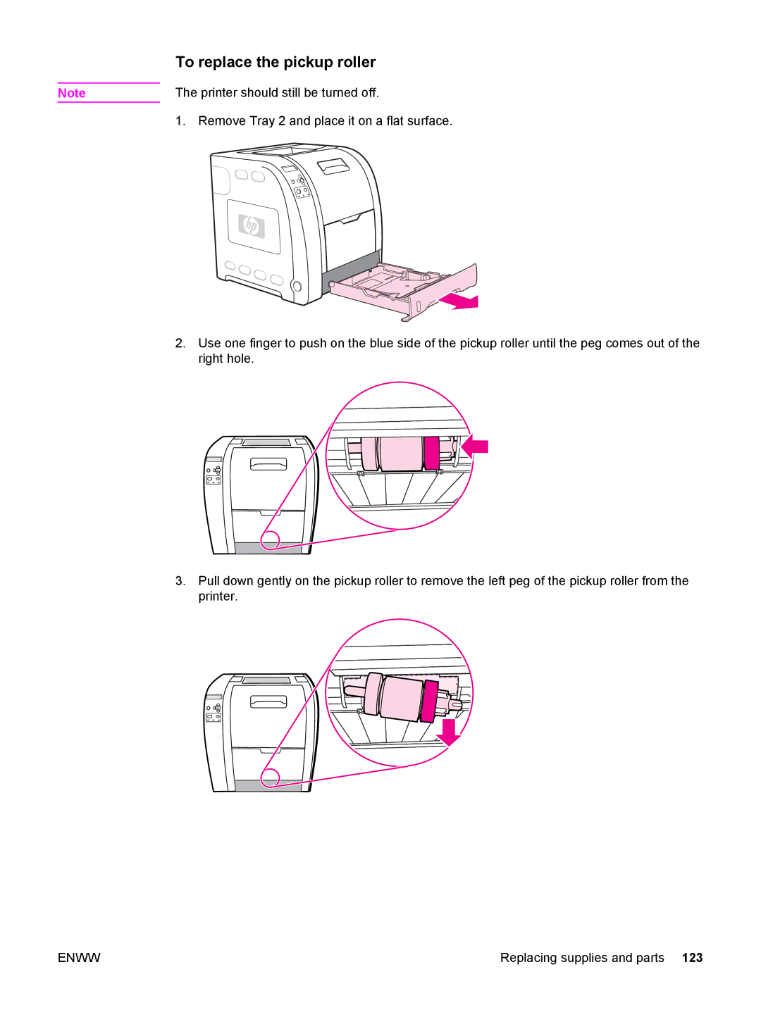 HP 3500, 3700 manual To replace the pickup roller 