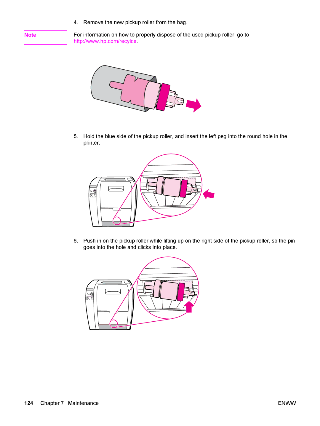 HP 3700, 3500 manual Remove the new pickup roller from the bag 