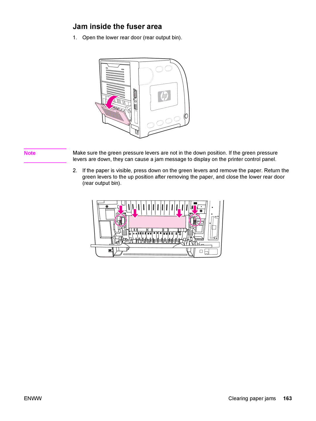 HP 3500, 3700 manual Jam inside the fuser area 