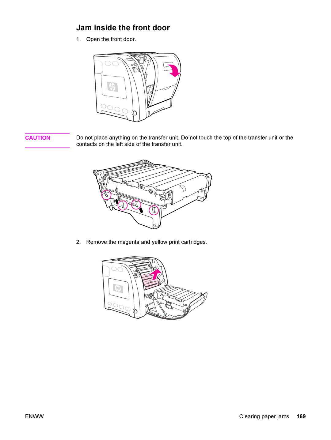 HP 3500, 3700 manual Jam inside the front door 