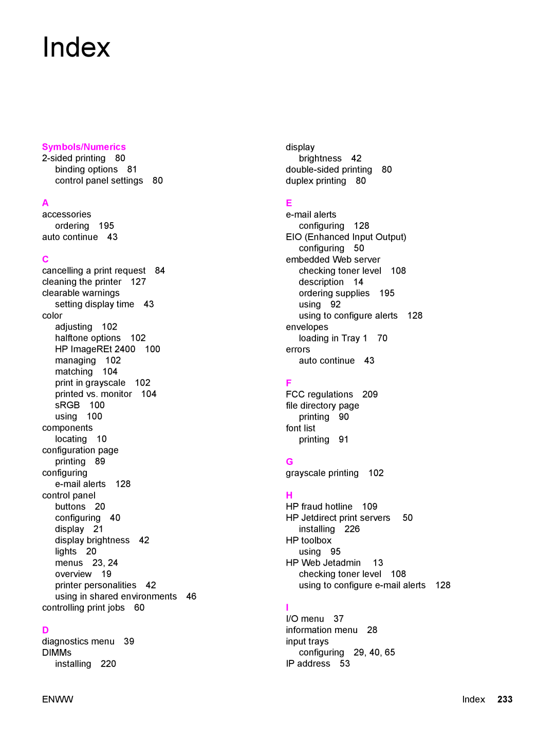 HP 3500, 3700 manual Index, Symbols/Numerics 