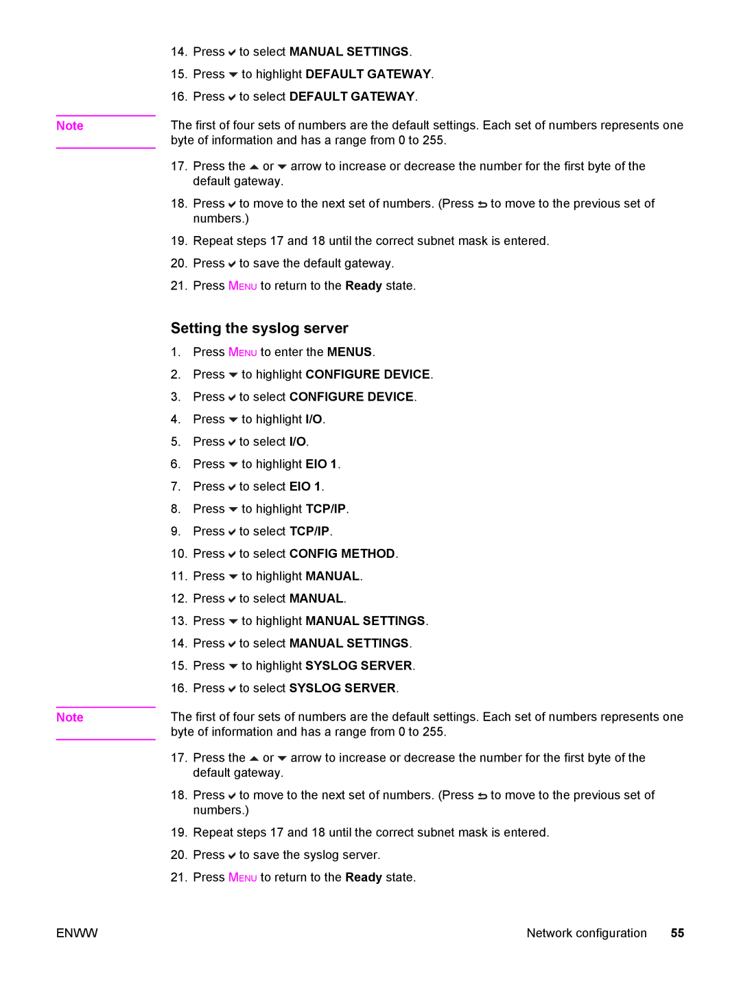 HP 3500, 3700 manual Setting the syslog server 