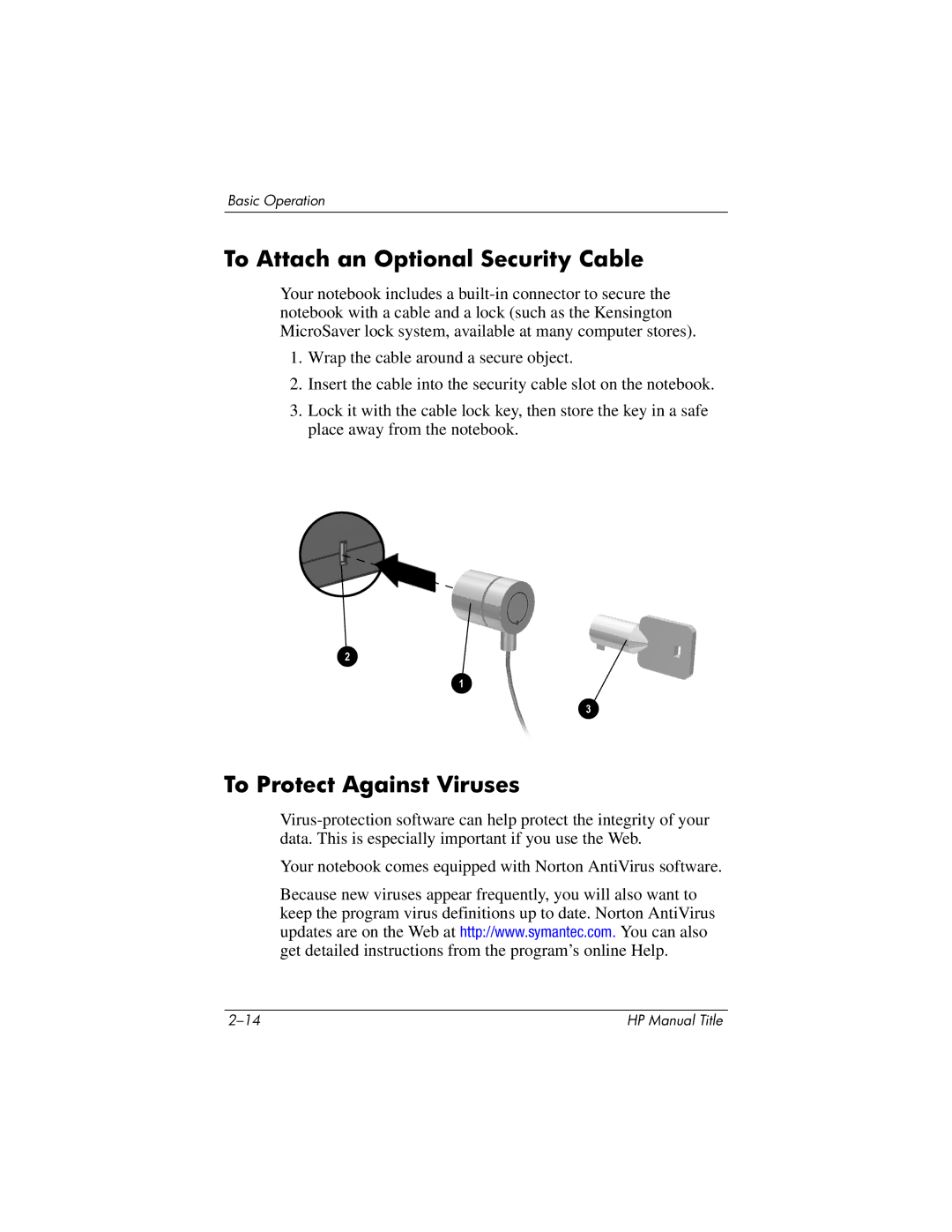 HP 370697-002 manual To Attach an Optional Security Cable, To Protect Against Viruses 