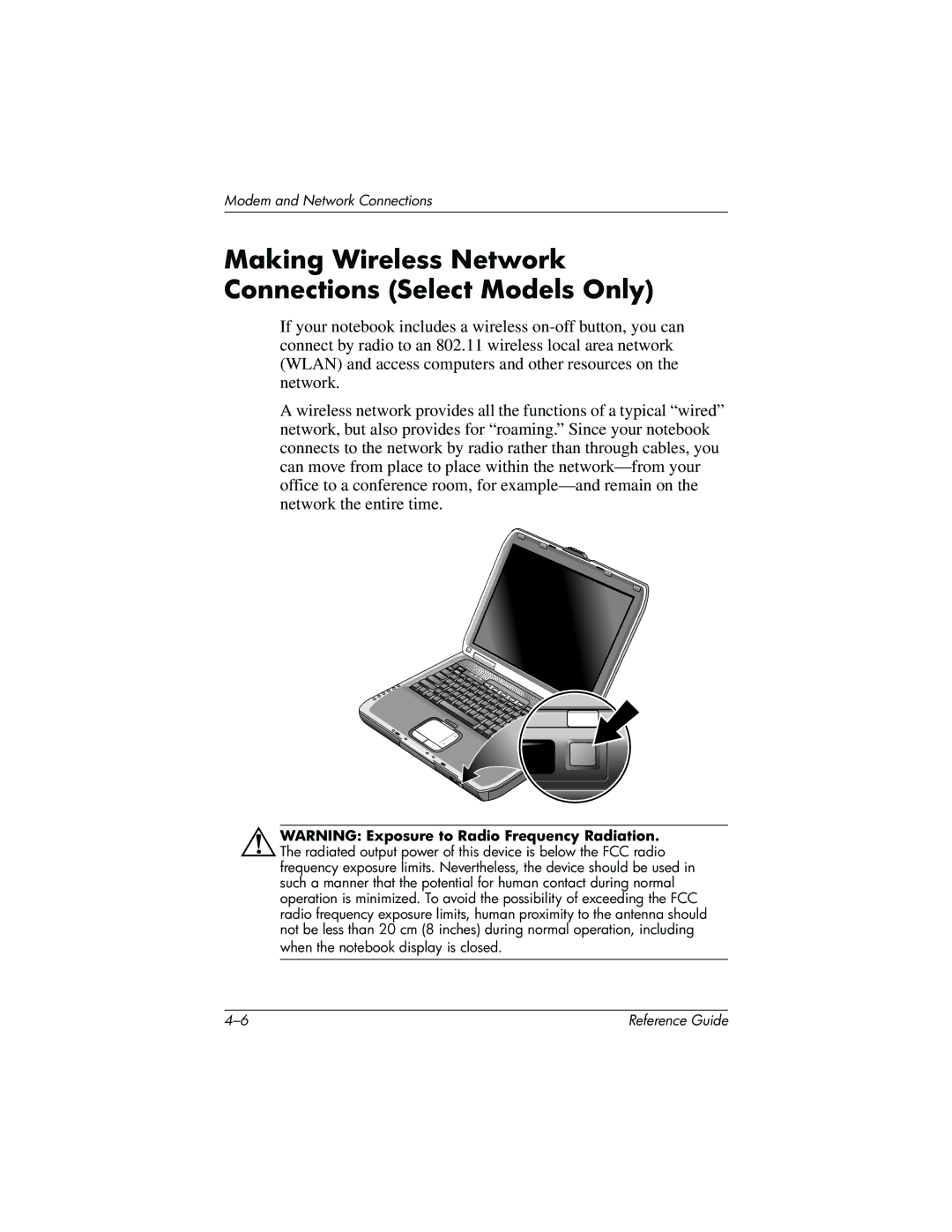 HP 370697-002 manual Making Wireless Network Connections Select Models Only 