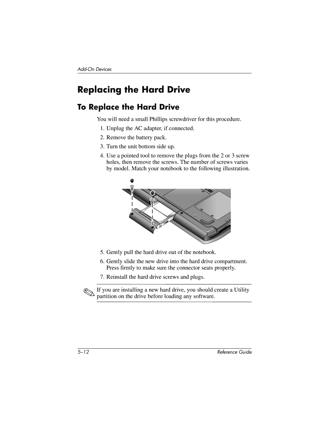 HP 370697-002 manual Replacing the Hard Drive, To Replace the Hard Drive 