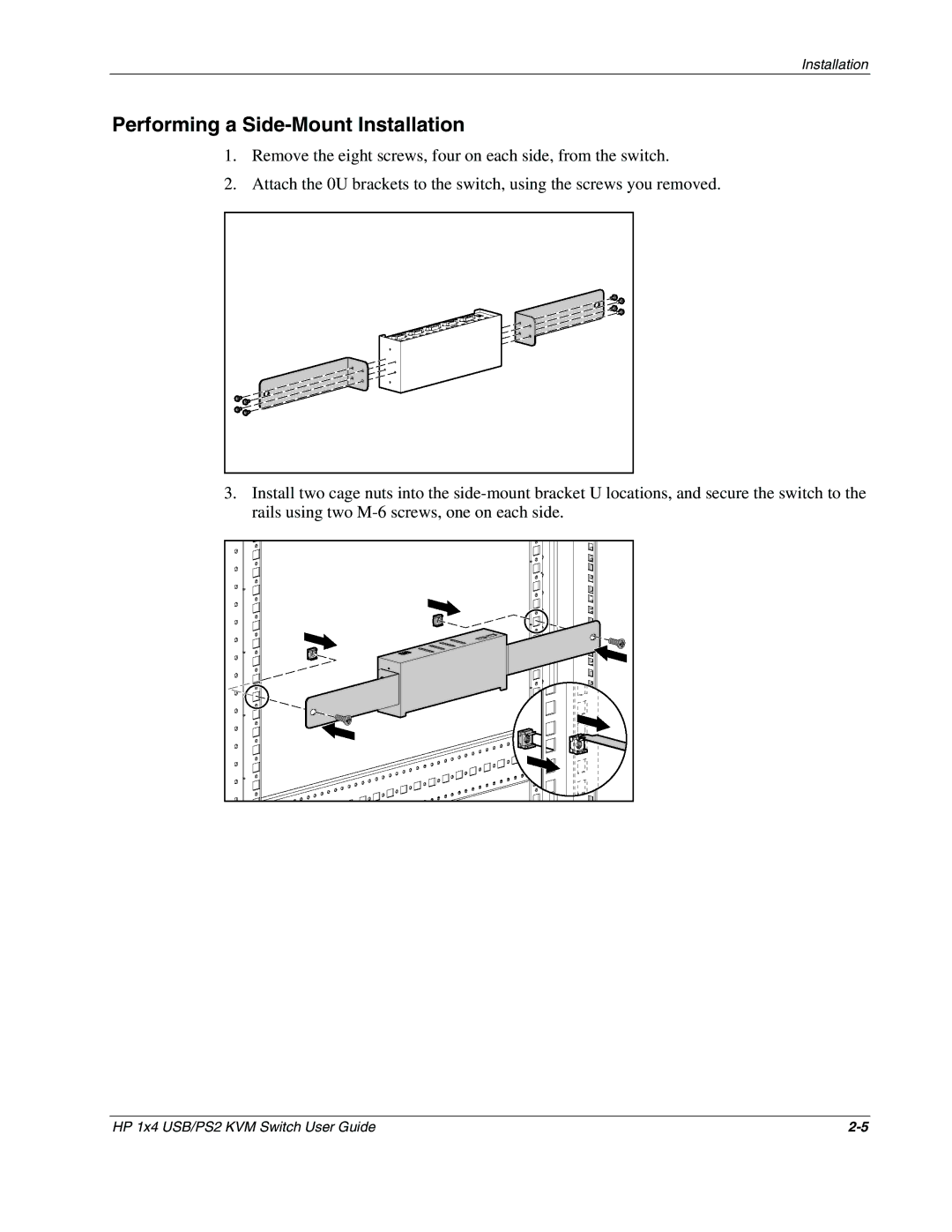 HP 372284-001 manual Performing a Side-Mount Installation 