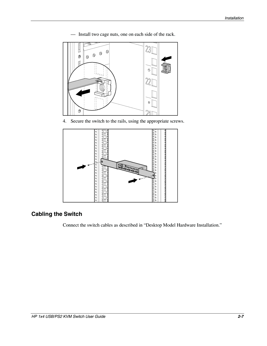 HP 372284-001 manual Cabling the Switch 