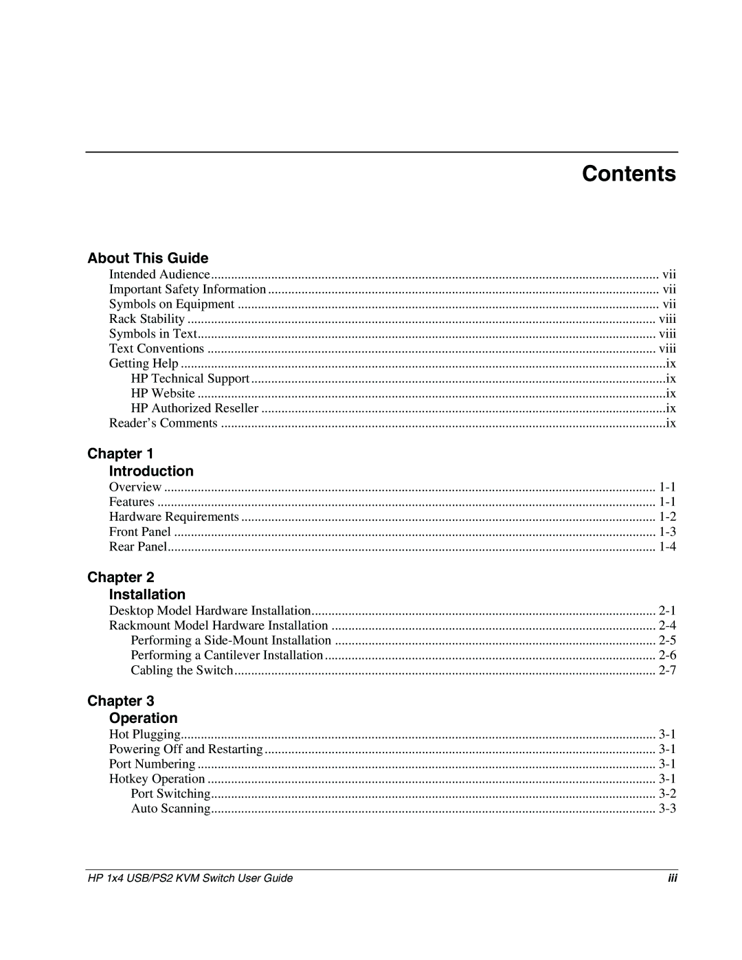 HP 372284-001 manual Contents 