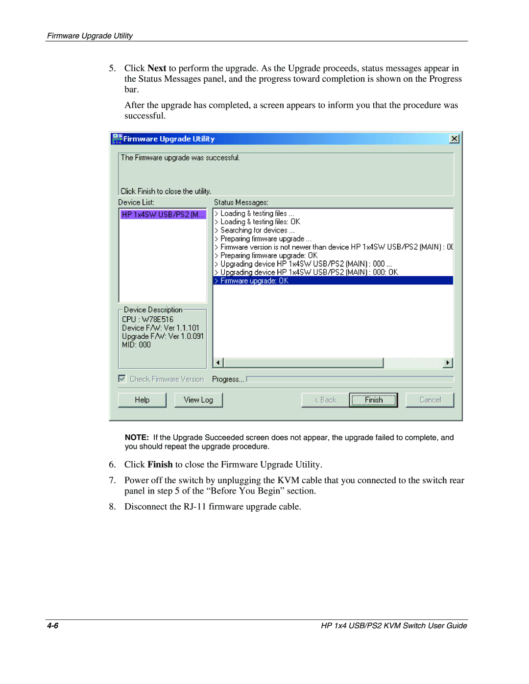 HP 372284-001 manual HP 1x4 USB/PS2 KVM Switch User Guide 