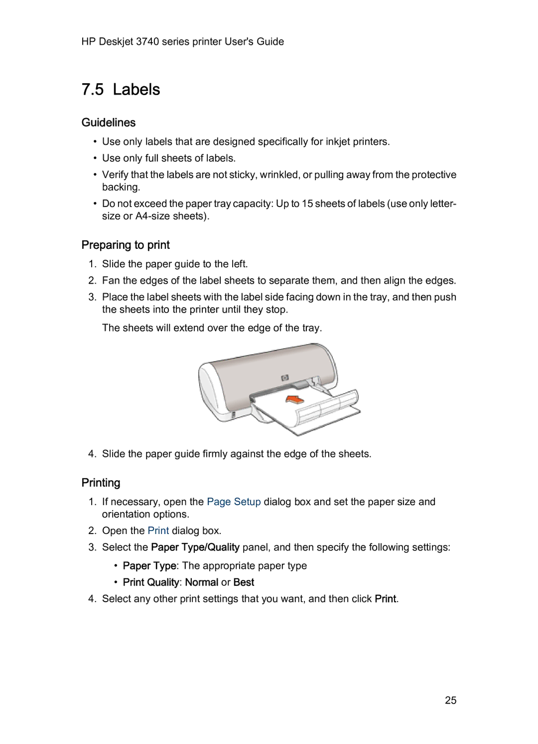 HP 3740 manual Labels 