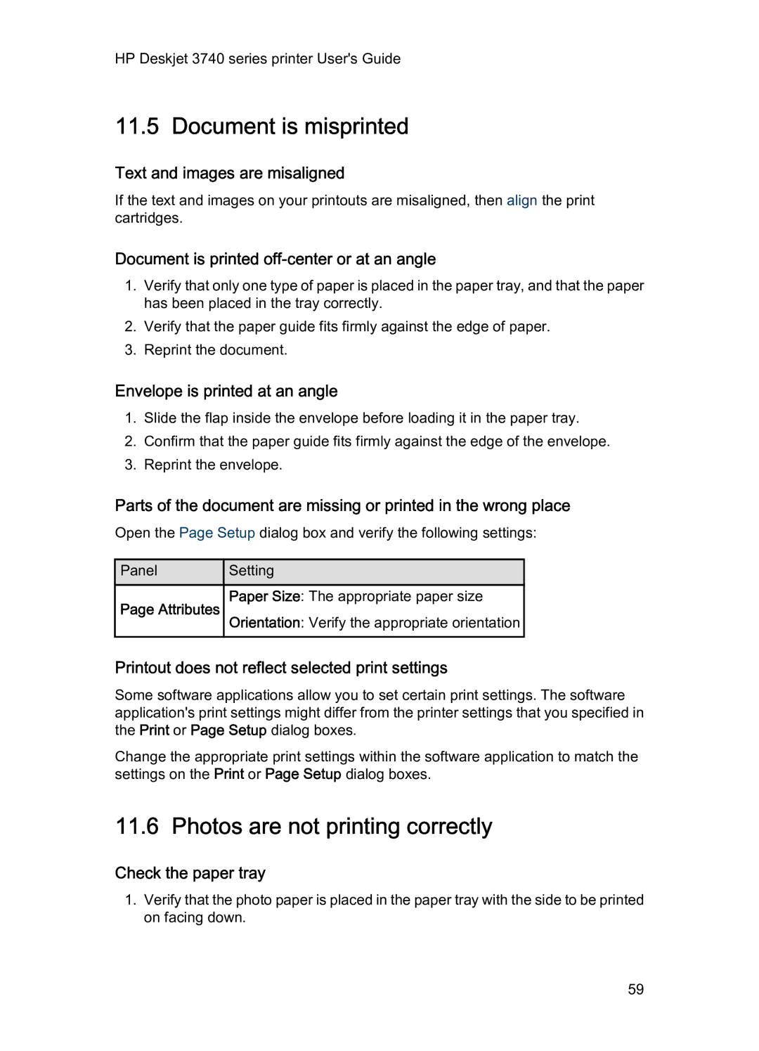 HP 3740 manual Document is misprinted, Photos are not printing correctly 