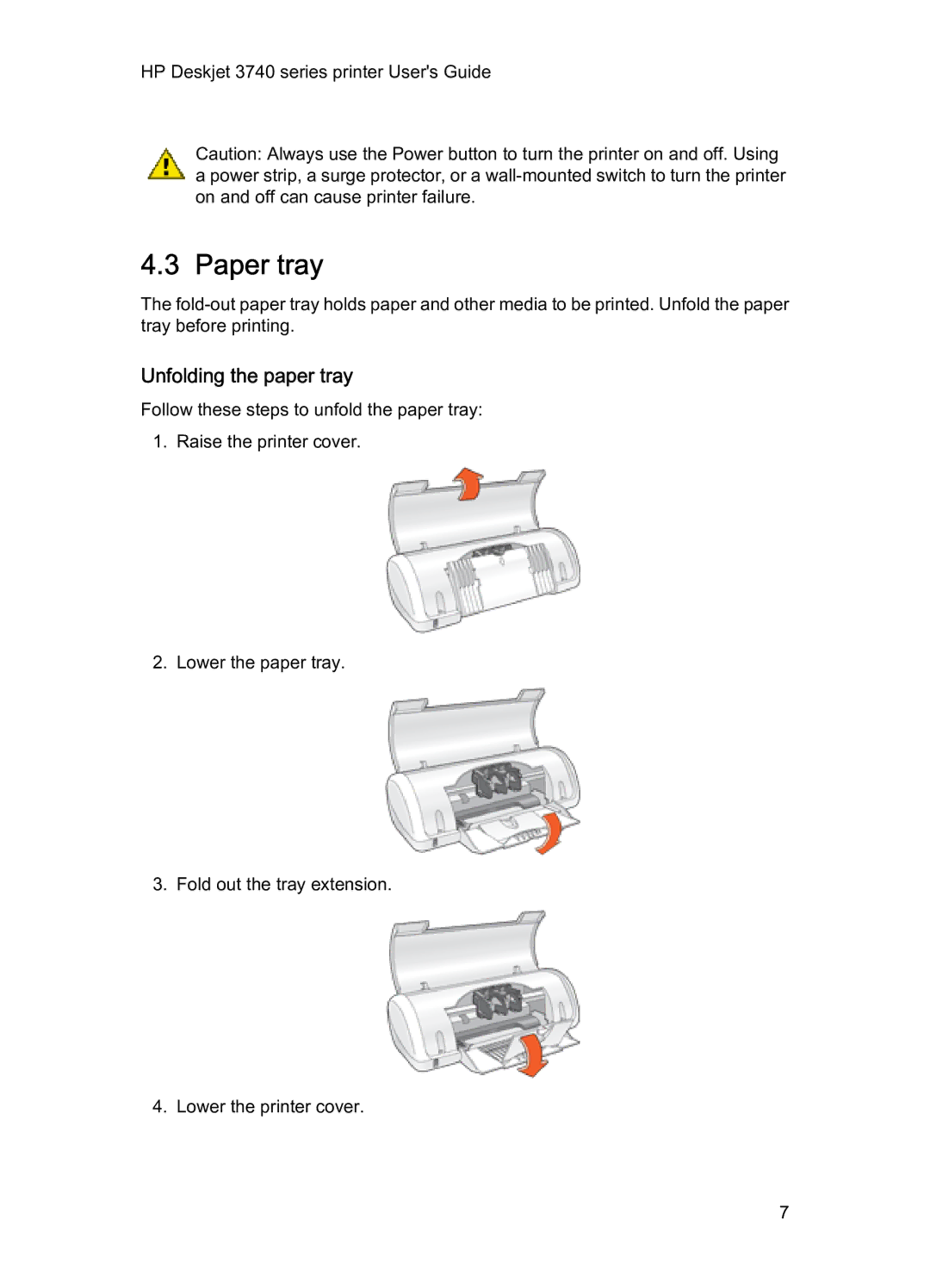 HP 3740 manual Paper tray, Unfolding the paper tray 