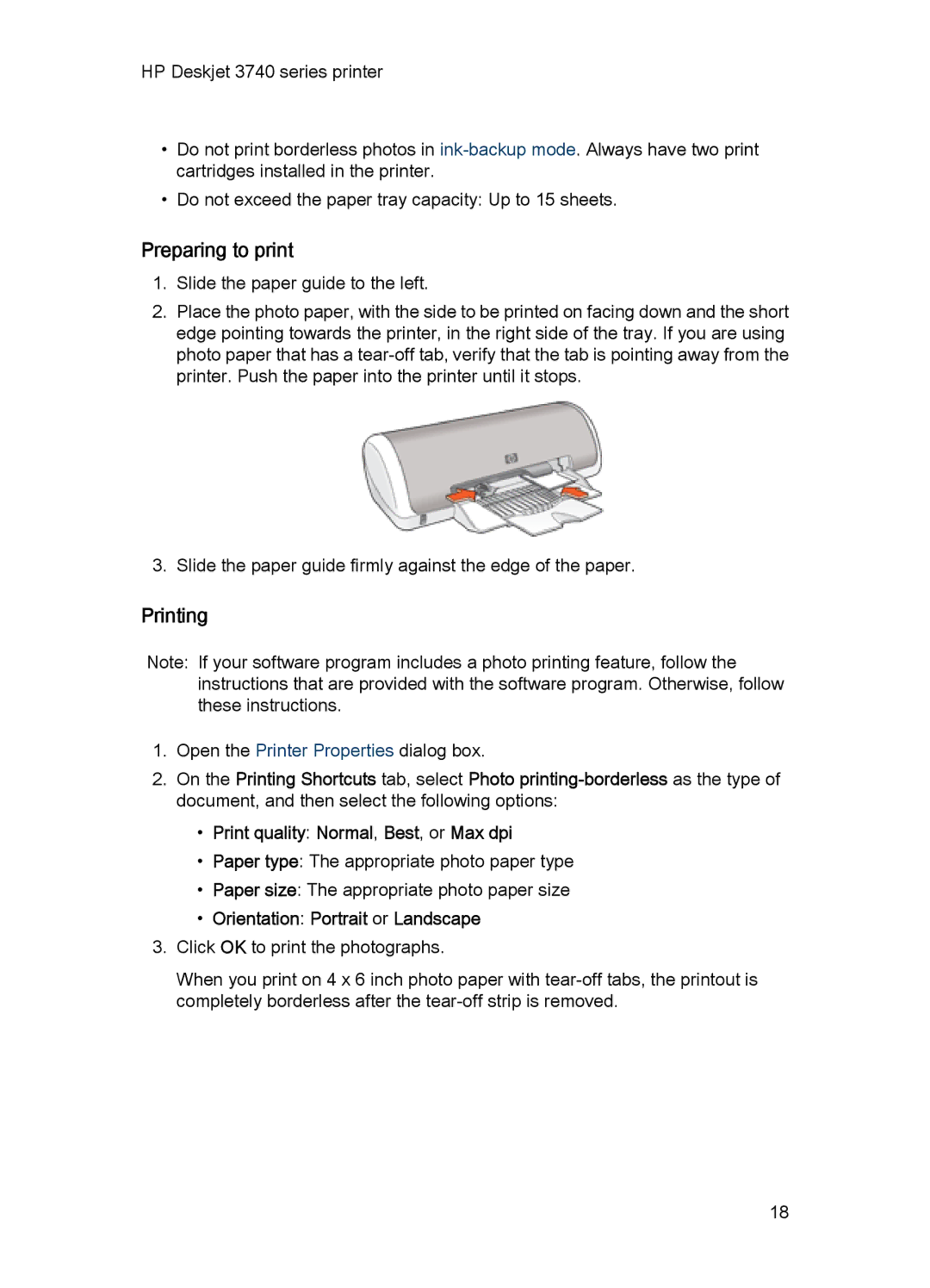 HP 3748 manual Preparing to print 