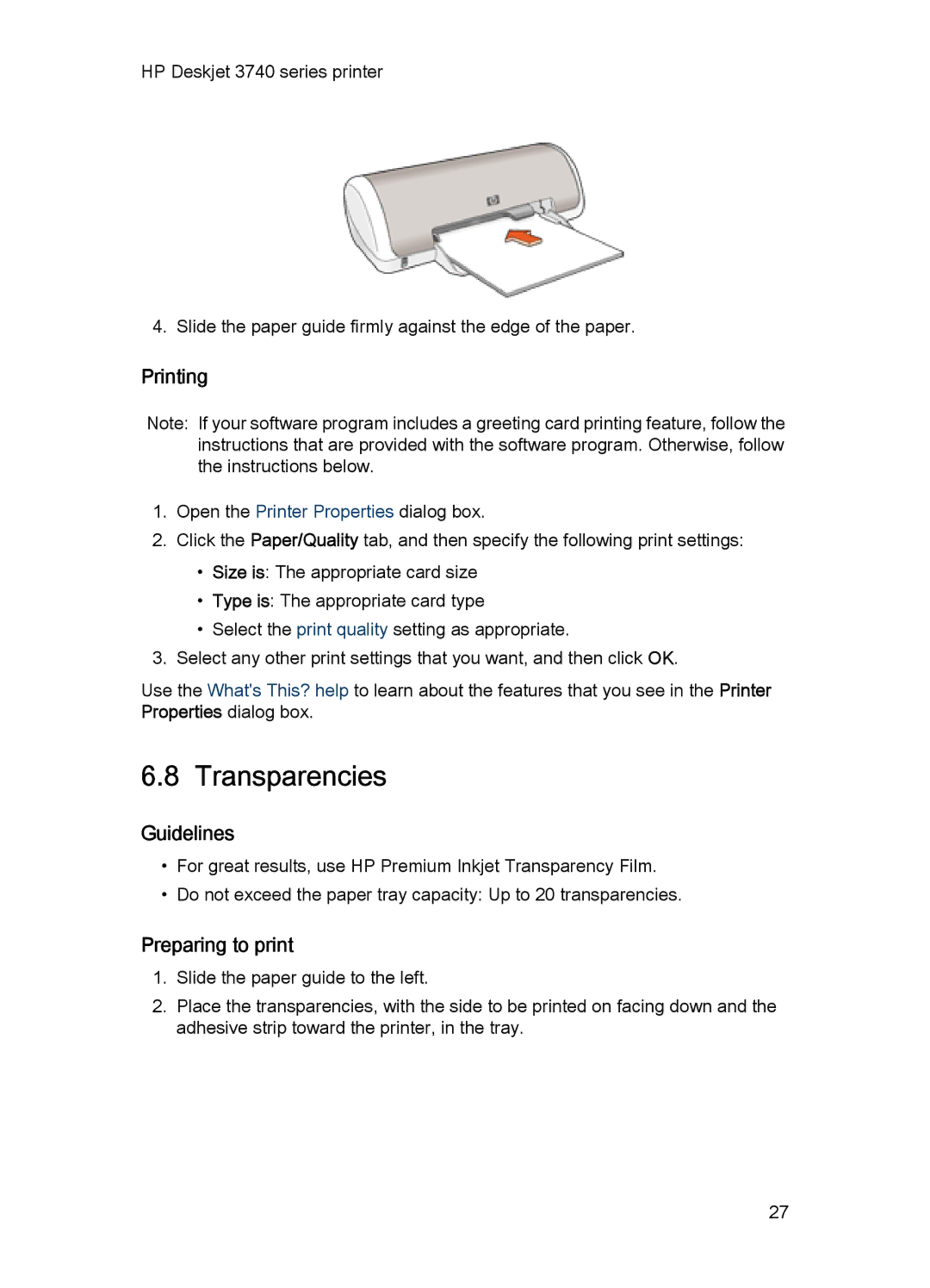 HP 3748 manual Transparencies 