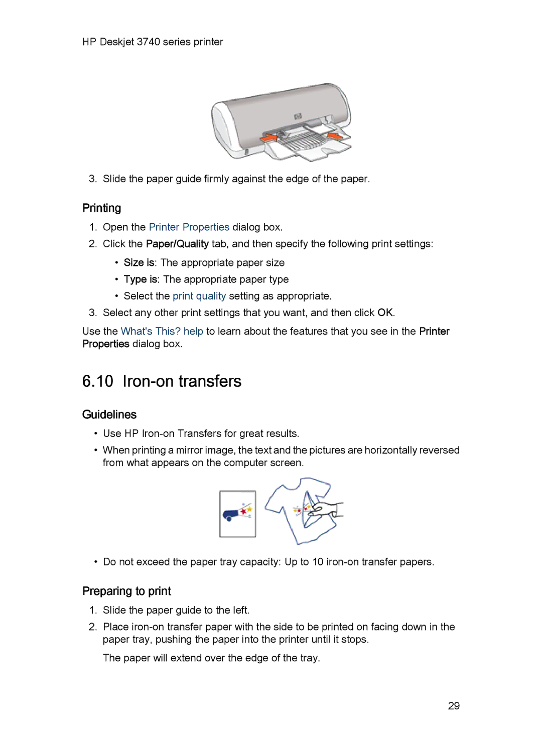 HP 3748 manual Iron-on transfers 