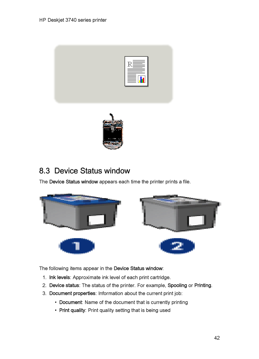 HP 3748 manual Device Status window 