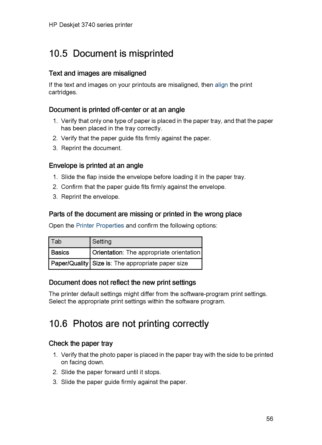 HP 3748 manual Document is misprinted, Photos are not printing correctly 