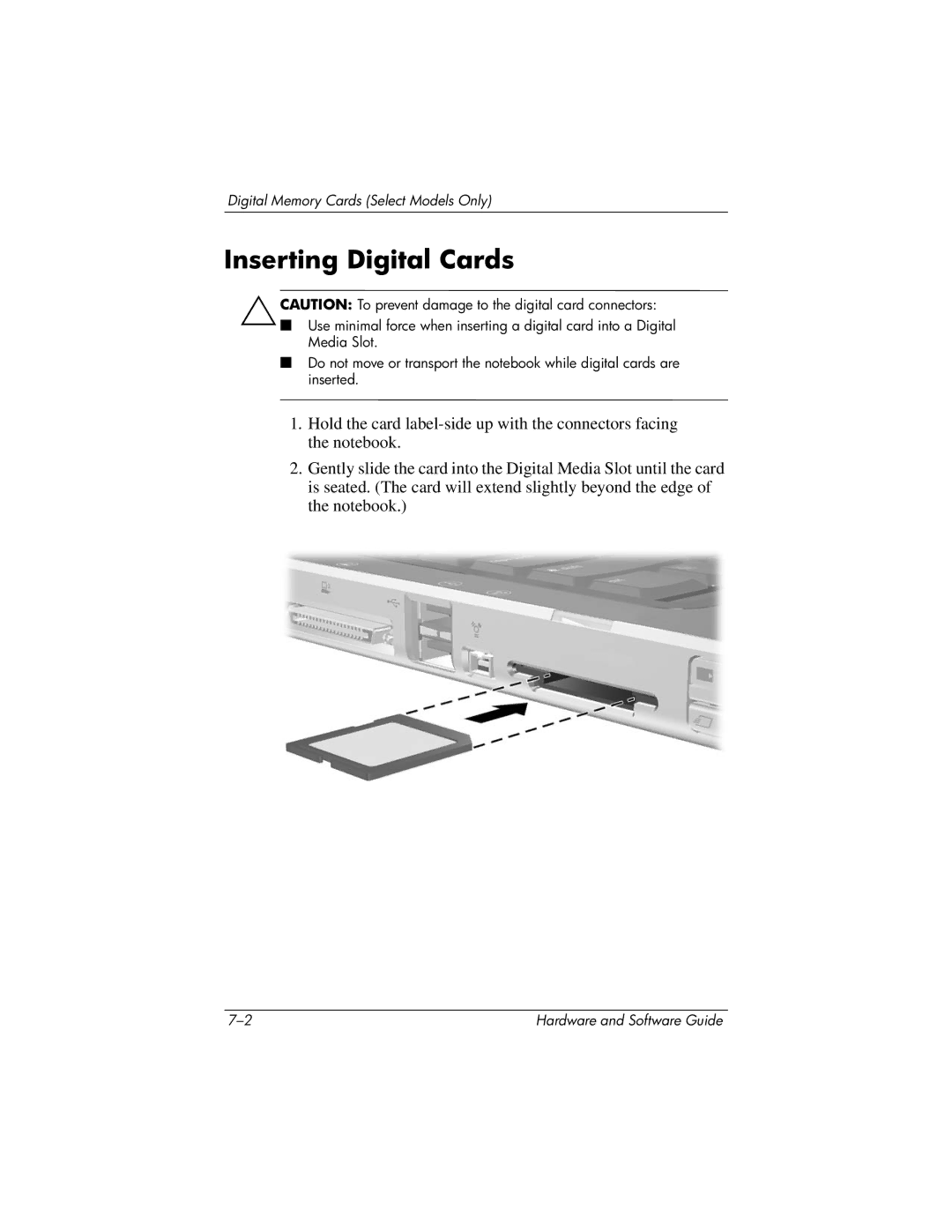 HP 375424-001 manual Inserting Digital Cards 